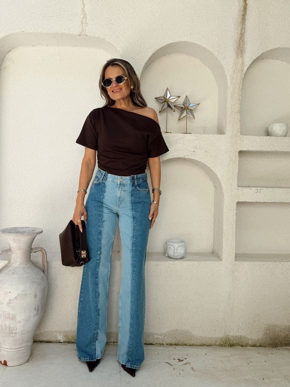 Nişantaşı Butik ÇİFT RENK MAVİ YIKAMALI DENİM 