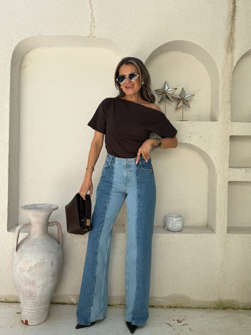 Nişantaşı Butik ÇİFT RENK MAVİ YIKAMALI DENİM 