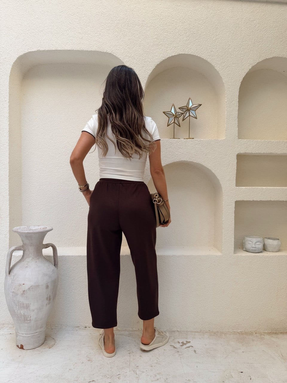 Nişantaşı Butik ÇİMA DİKİSLİ MODAL PANTOLON KAHVERENGİ