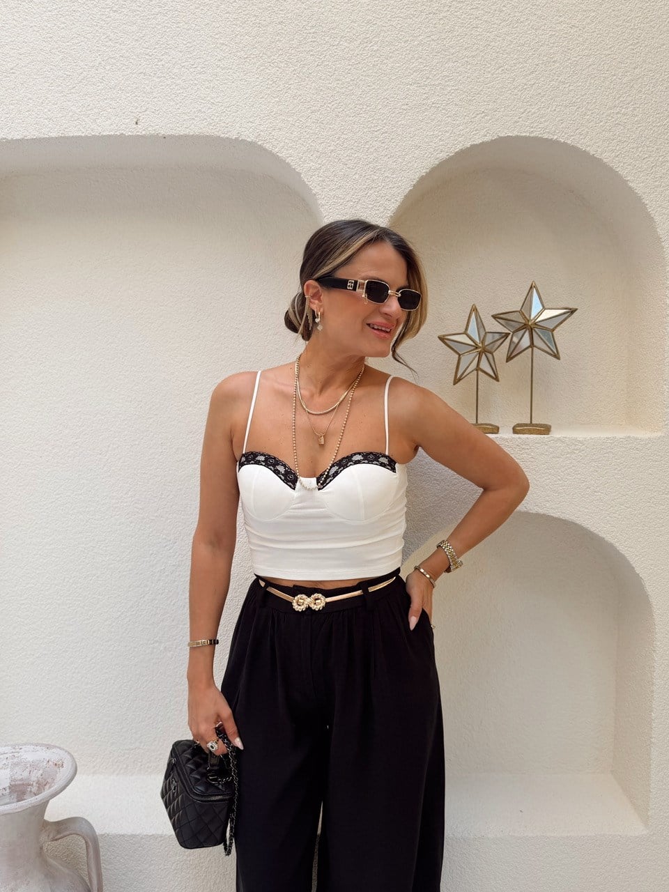 Nişantaşı Butik DANTEL DETAY KUPLU BUSTİYER BLUZ BEYAZ