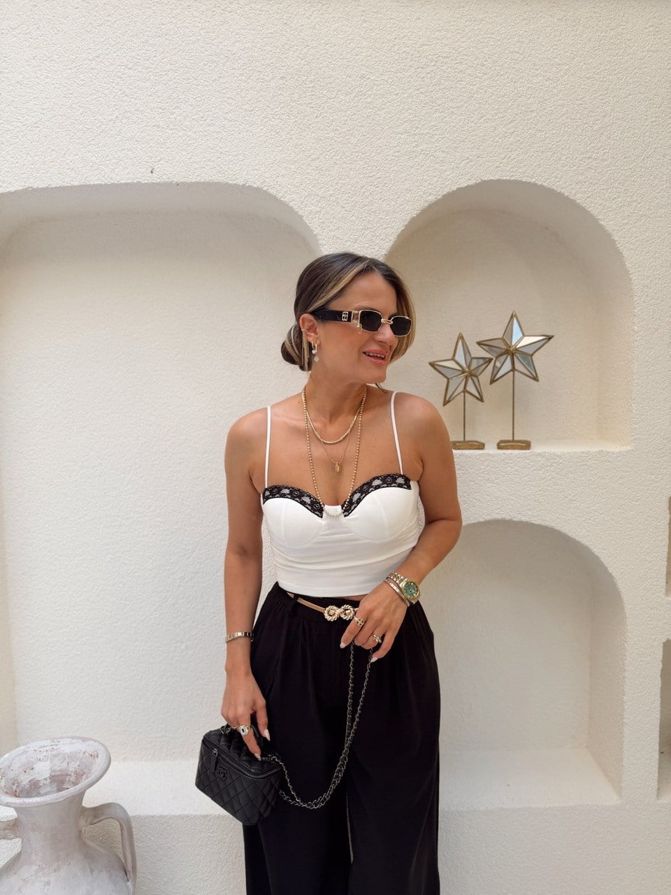 Nişantaşı Butik DANTEL DETAY KUPLU BUSTİYER BLUZ BEYAZ