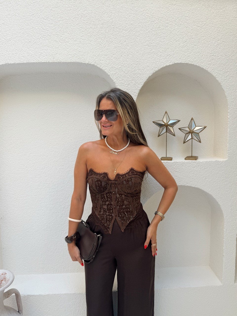 Nişantaşı Butik DANTEL DETAY KUPLU BÜSTİYER KAHVERENGİ