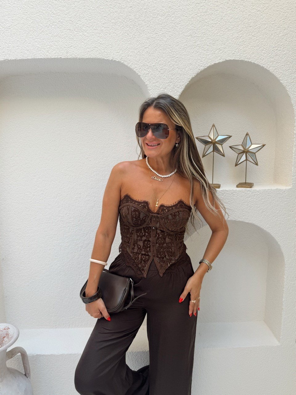 Nişantaşı Butik DANTEL DETAY KUPLU BÜSTİYER KAHVERENGİ
