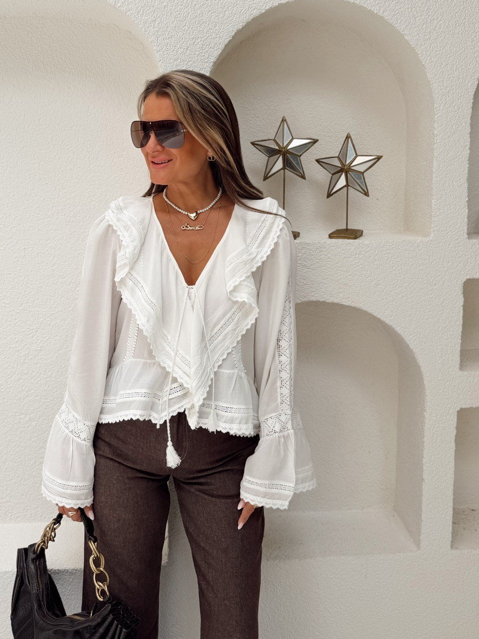 Nişantaşı Butik DANTEL İŞLEME TASARIM PAMUK GÖMLEK