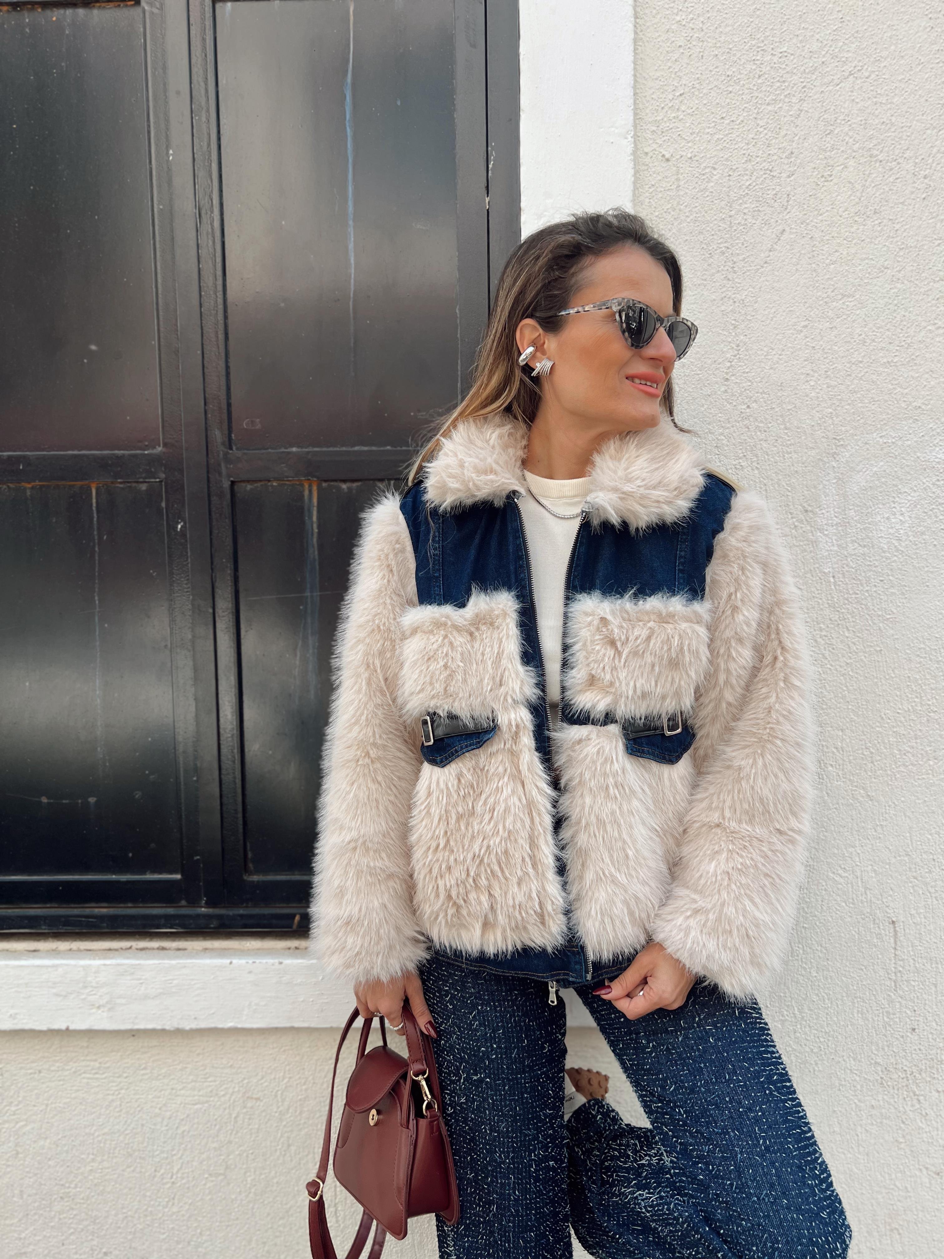 Nişantaşı Butik DENİM DETAY KAPİTONELİ KÜRK MONT