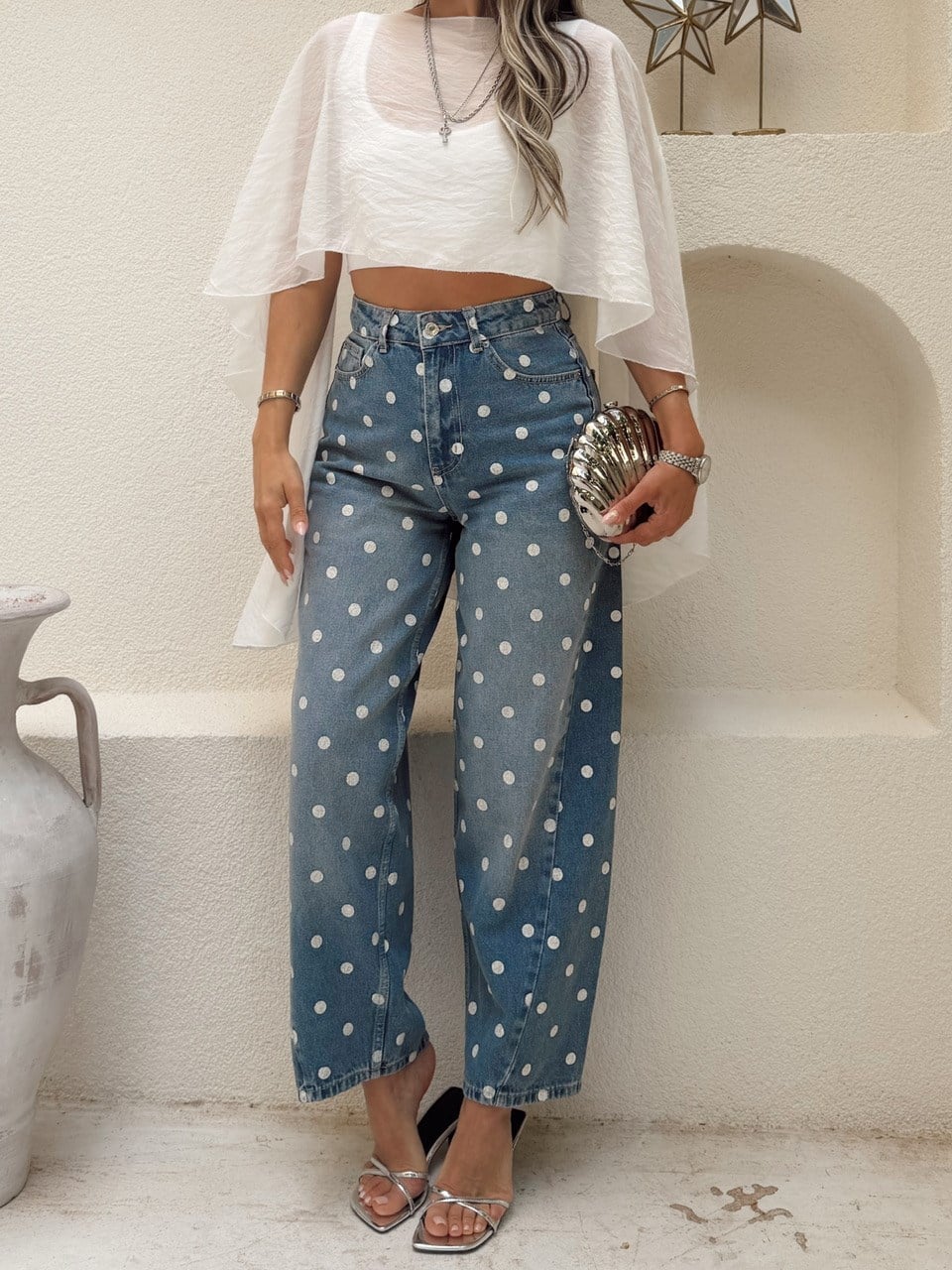 Nişantaşı Butik DİKİŞ DETAY BALON JEAN YIKAMALI MAVİ