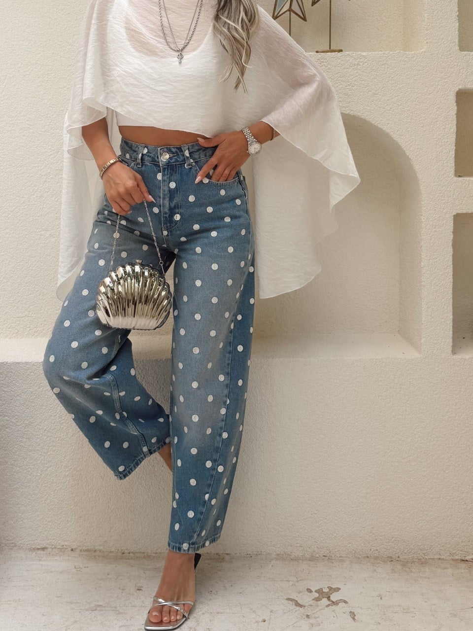 Nişantaşı Butik DİKİŞ DETAY BALON JEAN YIKAMALI MAVİ