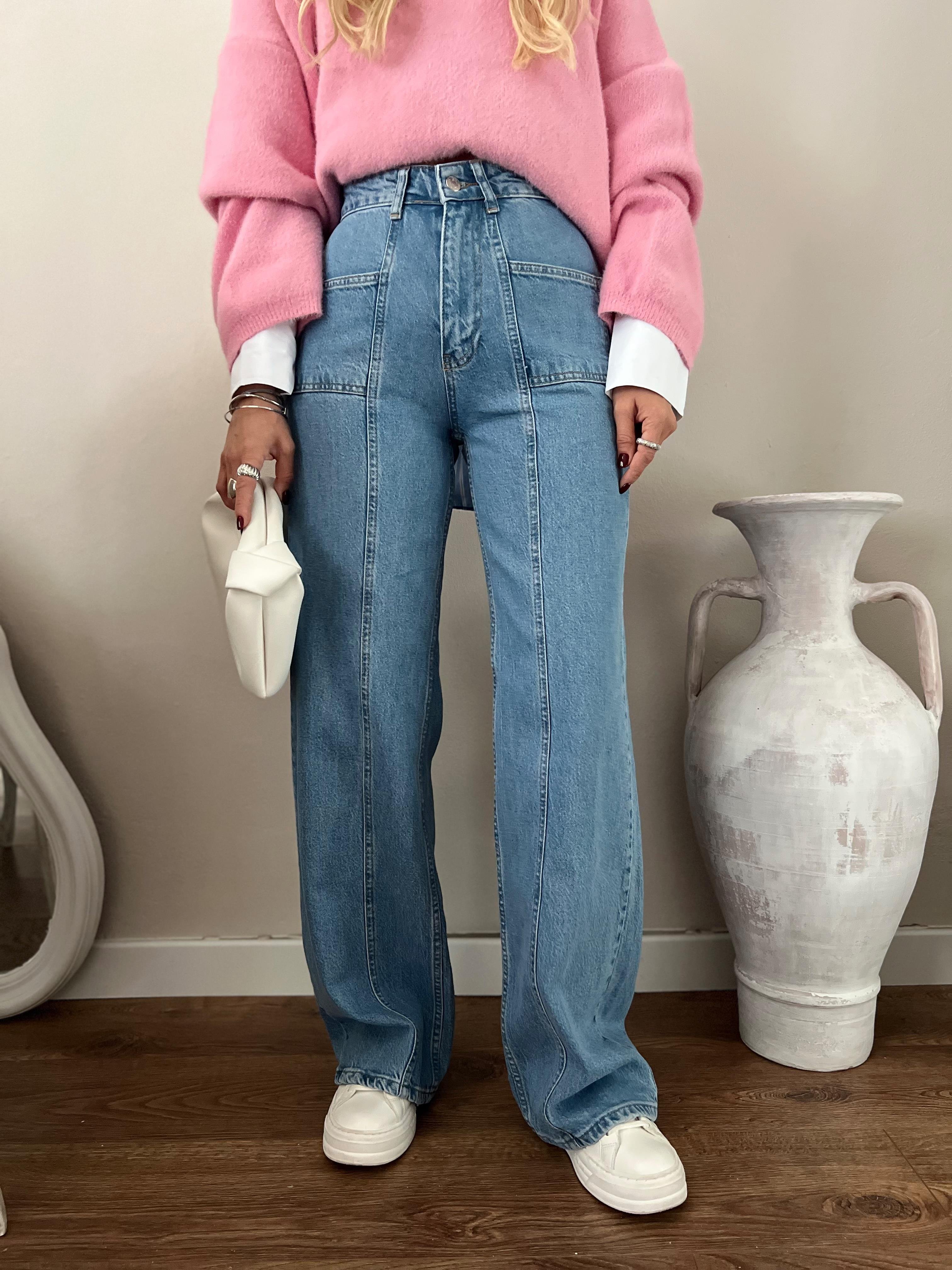Nişantaşı Butik DİKİŞ DETAY CEPLİ DENİM MAVİ