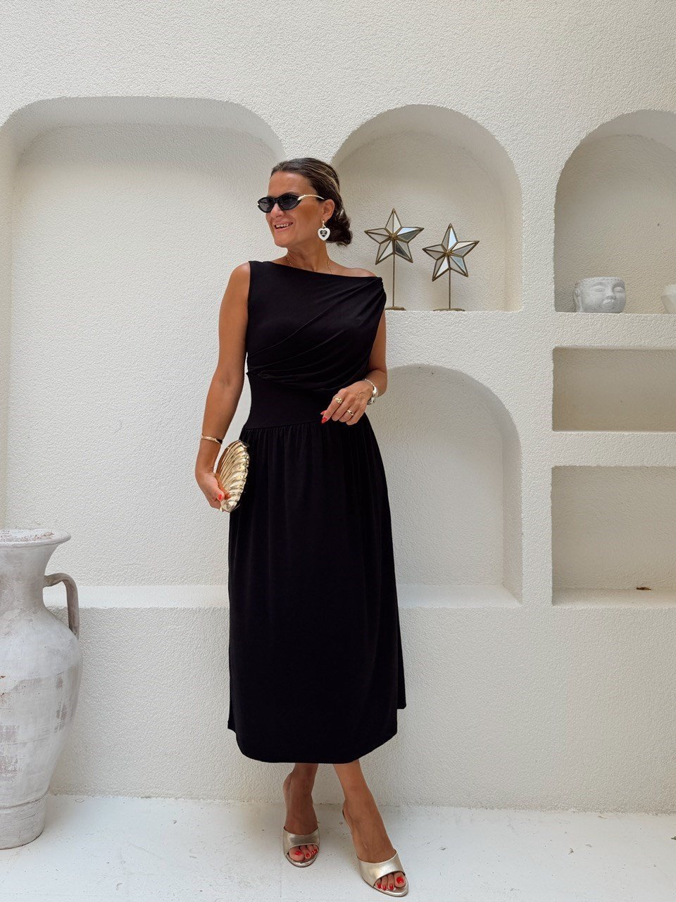 Nişantaşı Butik DÖKÜM YAKA DETAY SANDY ELBİSE