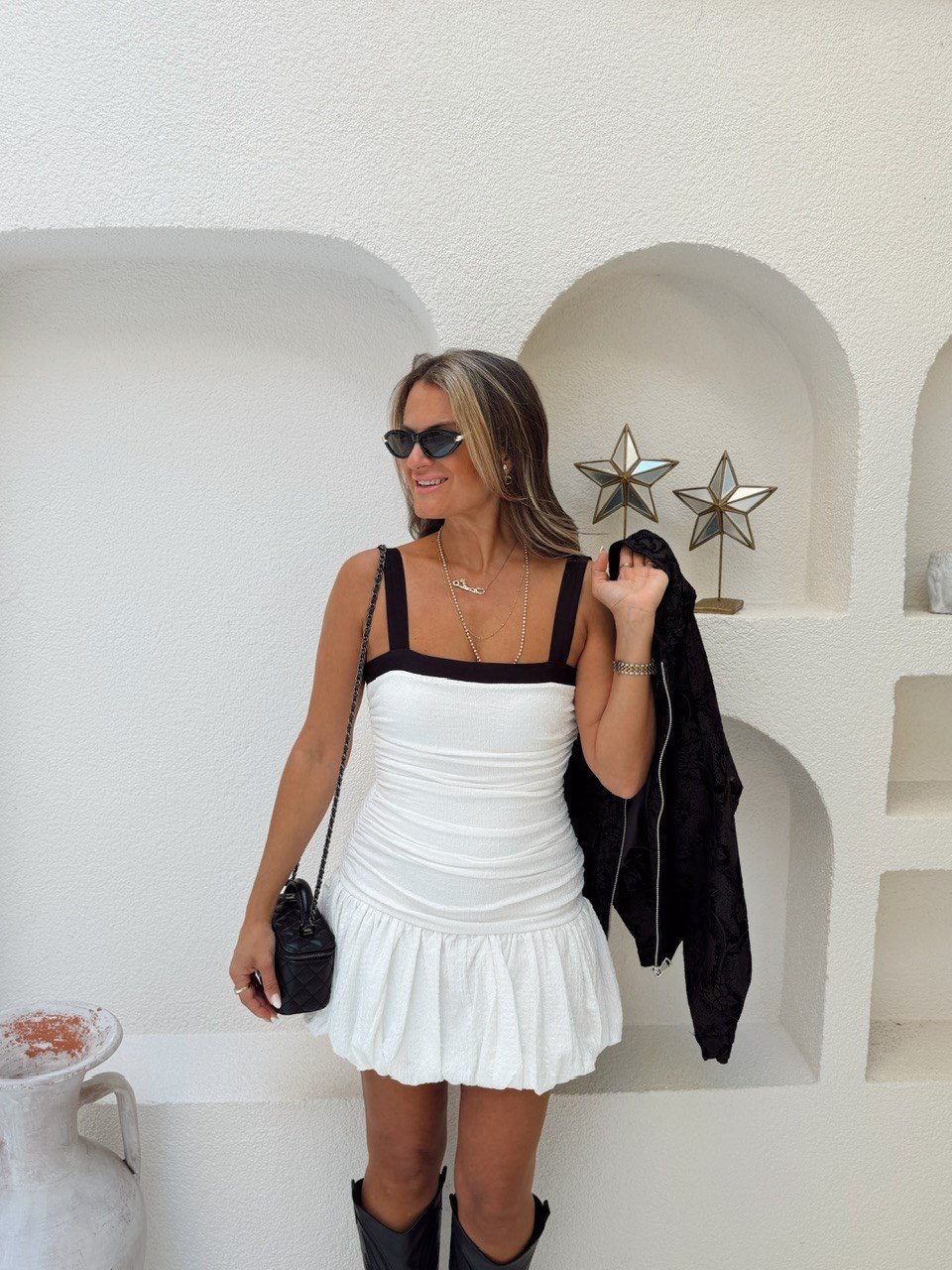 Nişantaşı Butik DRAPE DETAY BALON ETEK ELBİSE EKRU