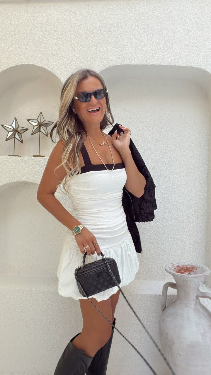 Nişantaşı Butik DRAPE DETAY BALON ETEK ELBİSE EKRU