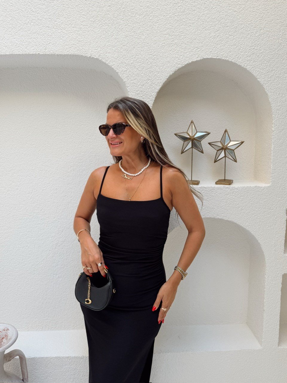 Nişantaşı Butik DRAPE DETAY YIRTMAÇLI SİYAH ELBİSE