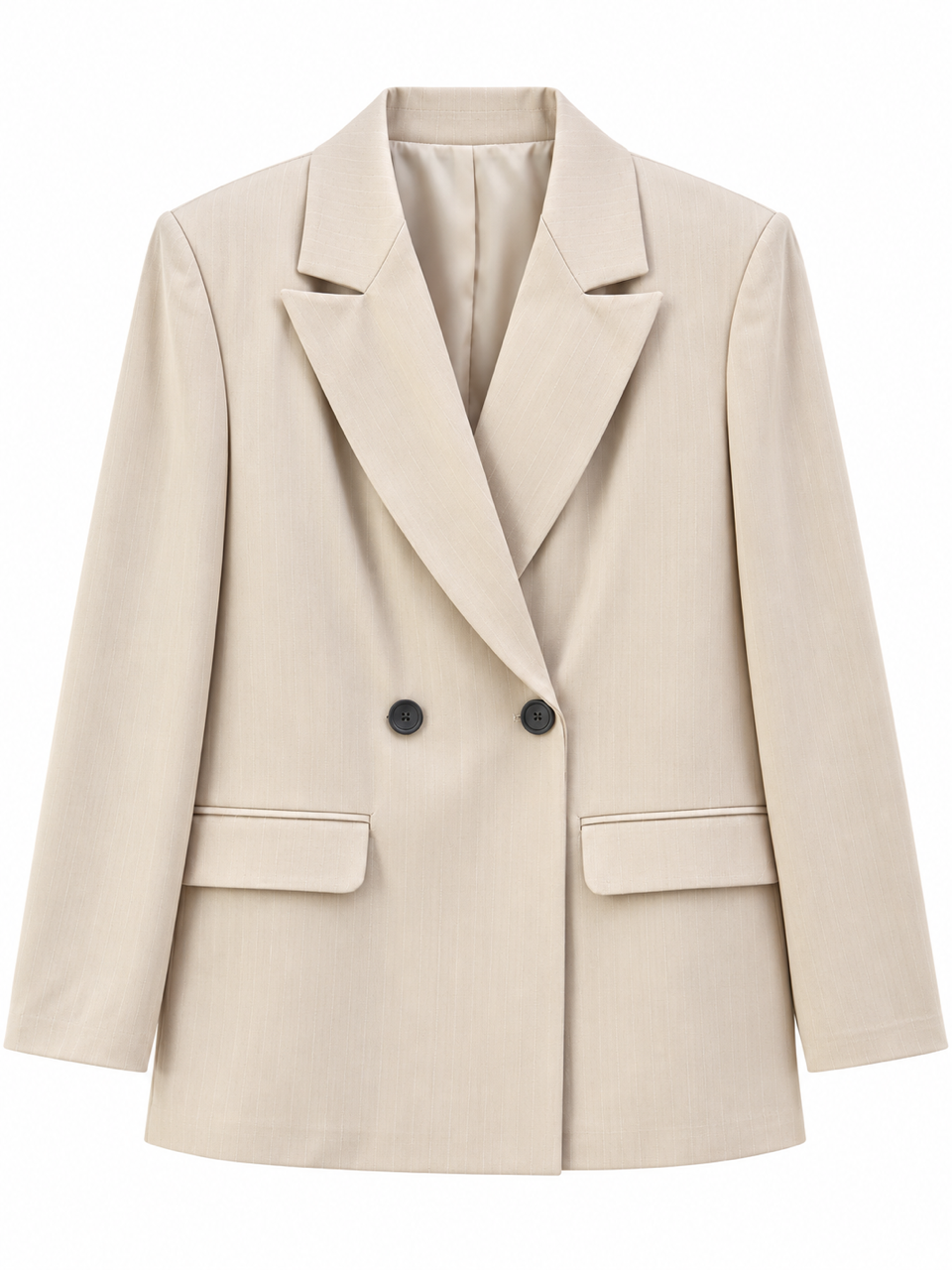 Nişantaşı Butik DÜĞME DETAY ÇİZGİLİ BLAZER CEKET BEJ 