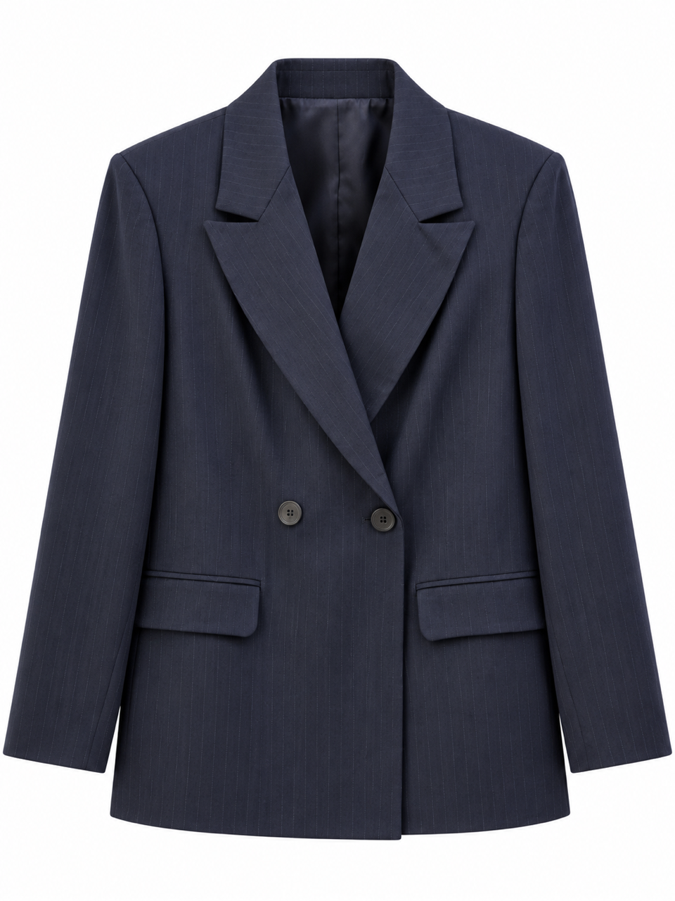 Nişantaşı Butik DÜĞME DETAY ÇİZGİLİ BLAZER CEKET LACİVERT 