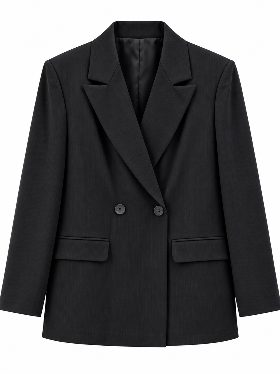Nişantaşı Butik DÜĞME DETAY ÇİZGİLİ BLAZER CEKET SİYAH 