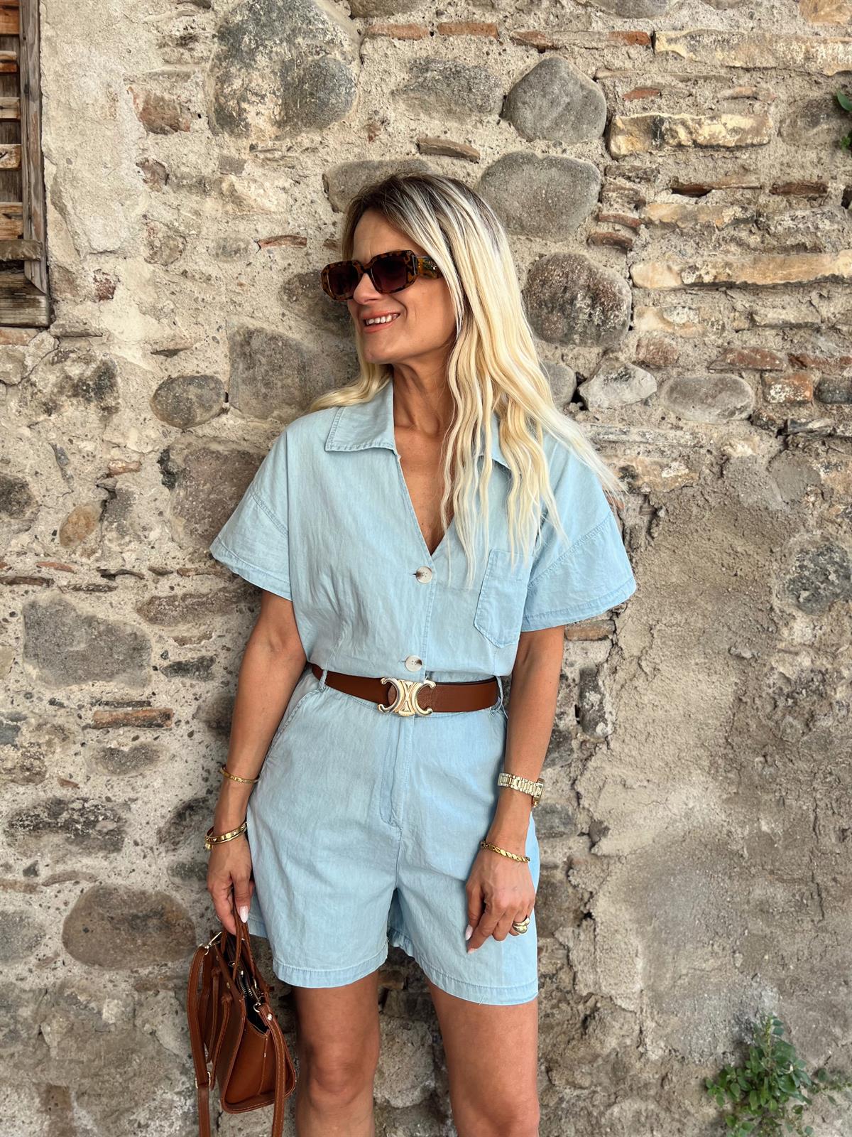 Nişantaşı Butik DÜĞME DETAY TENSEL KOT TULUM