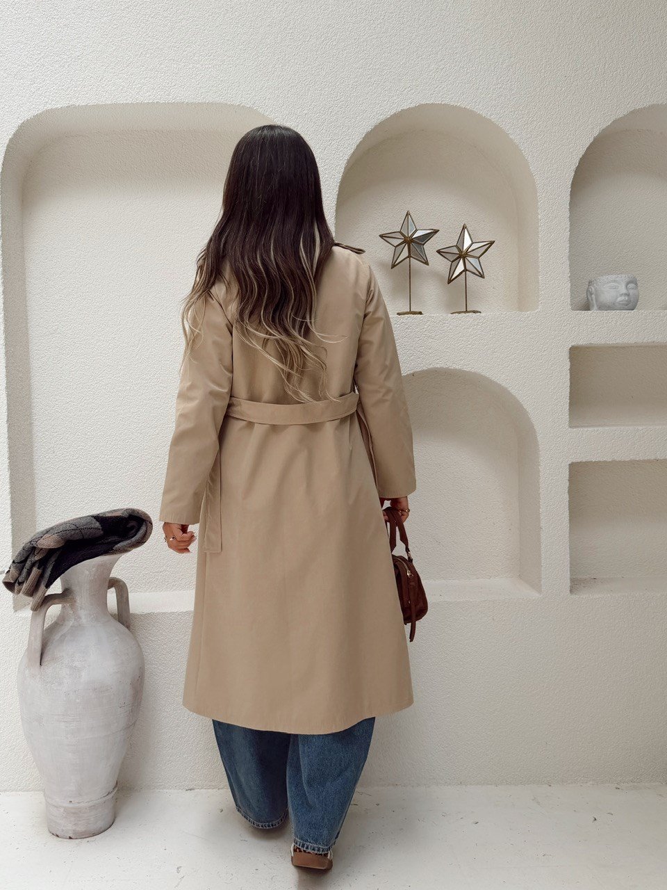 Nişantaşı Butik EKOSE ASTAR DETAY NATURAL TRENÇKOT