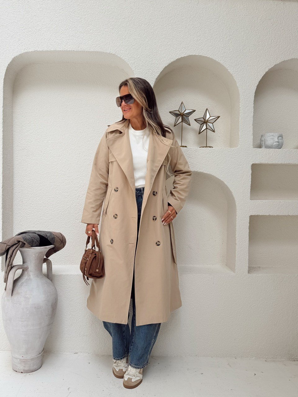 Nişantaşı Butik EKOSE ASTAR DETAY NATURAL TRENÇKOT