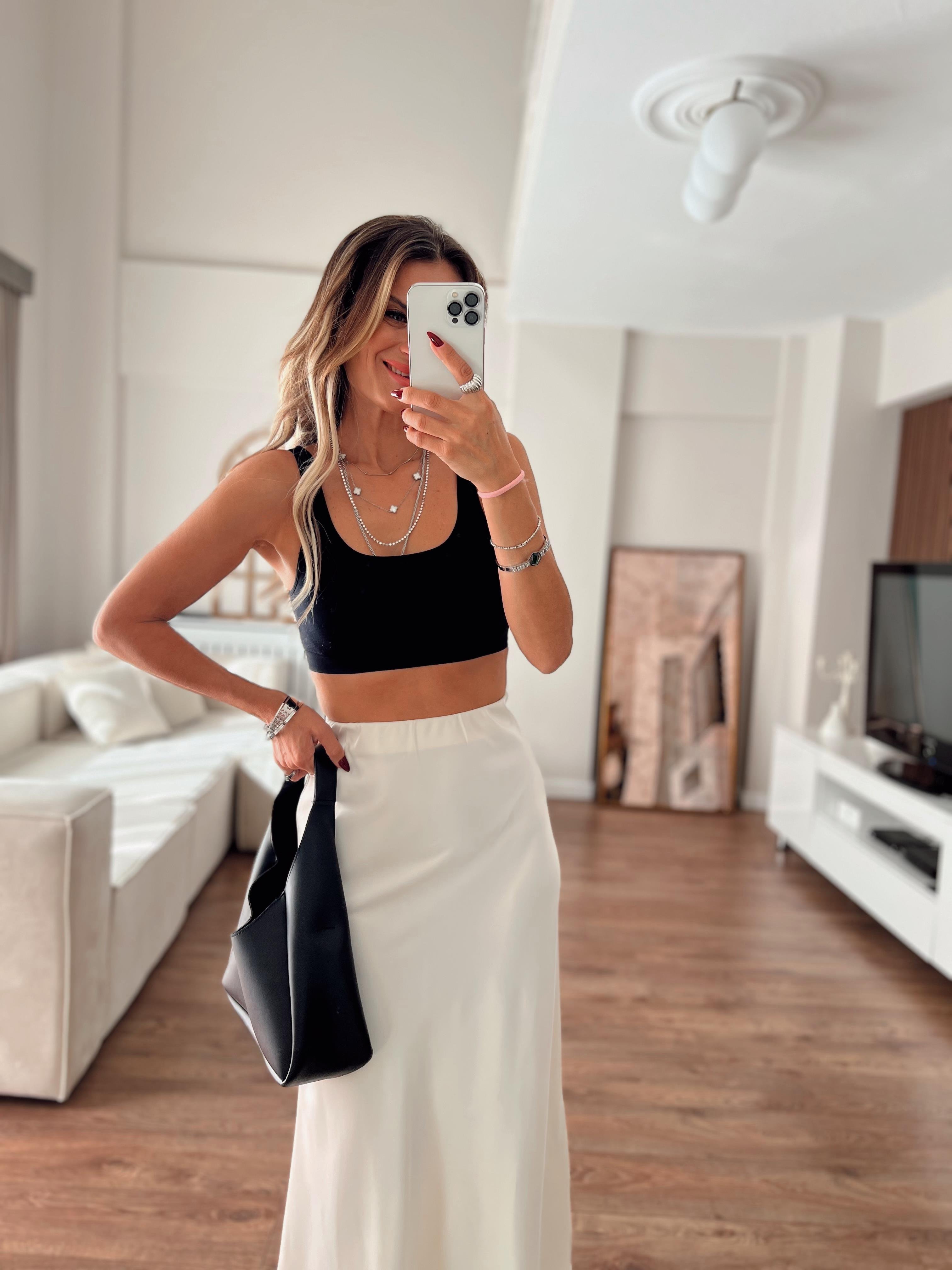 Nişantaşı Butik EKRU MAXİ SATEN ETEK