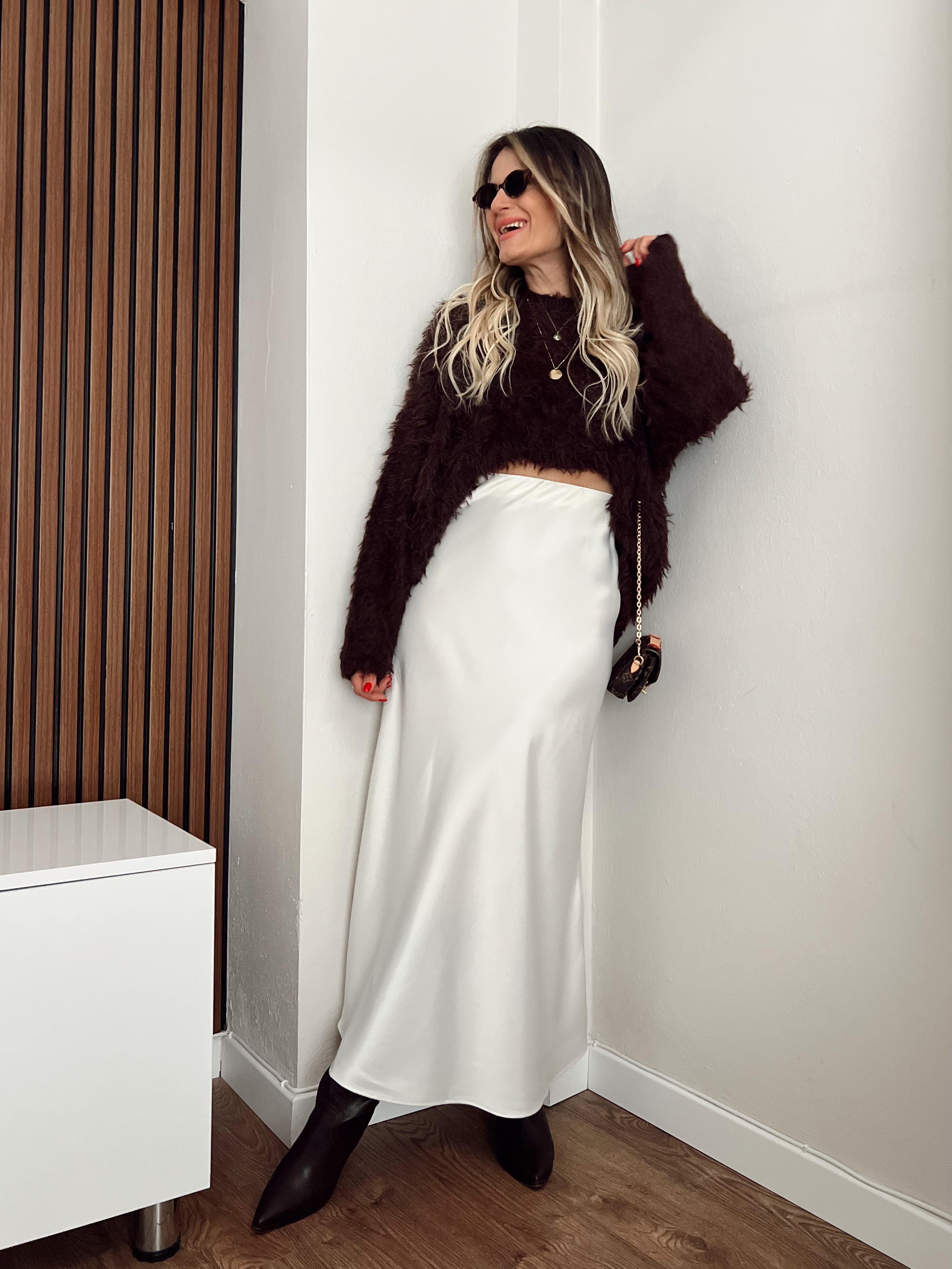 Nişantaşı Butik EKRU MAXİ SATEN ETEK