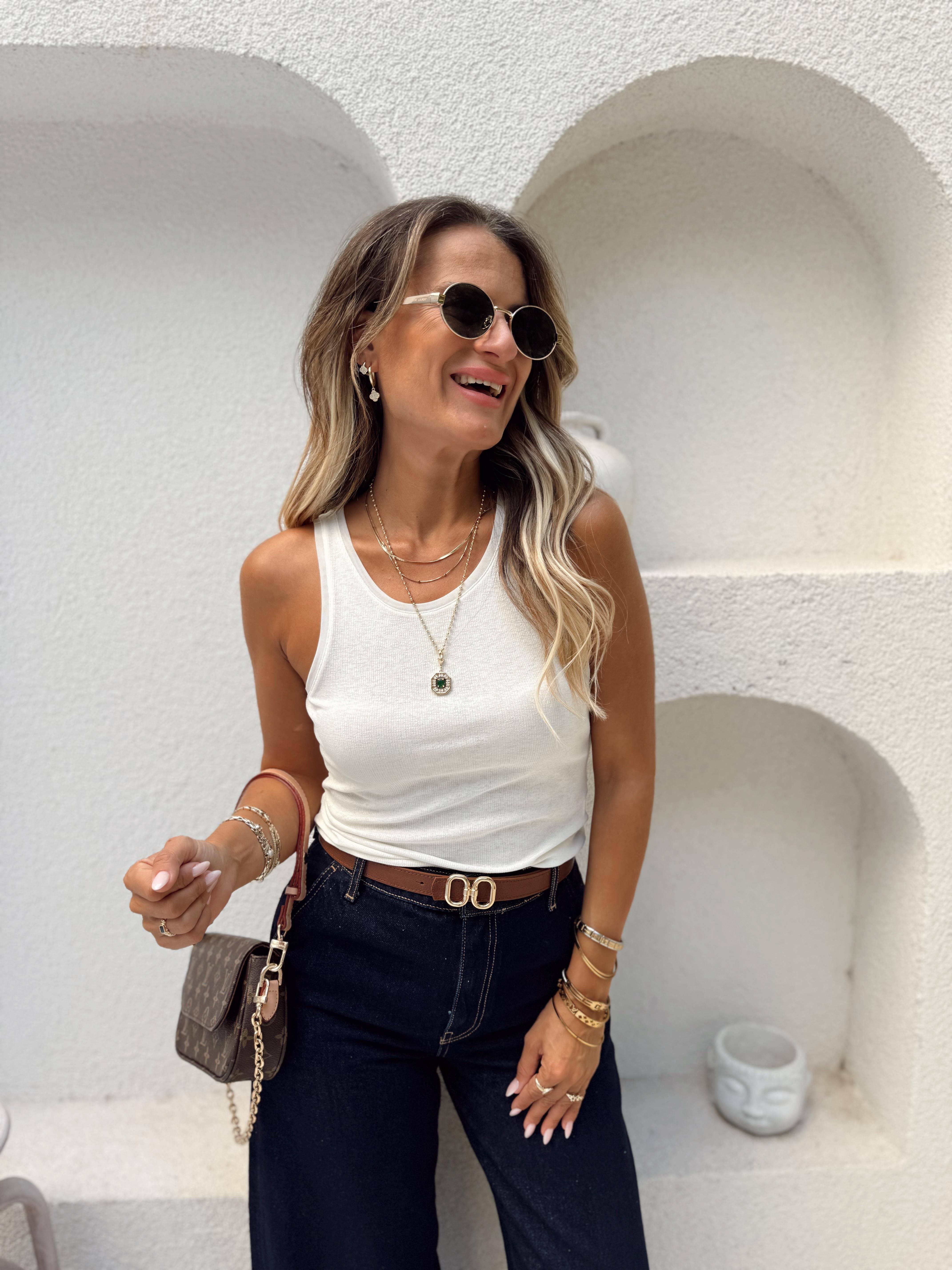 Nişantaşı Butik EKRU TİRİL ATLET BLUZ 