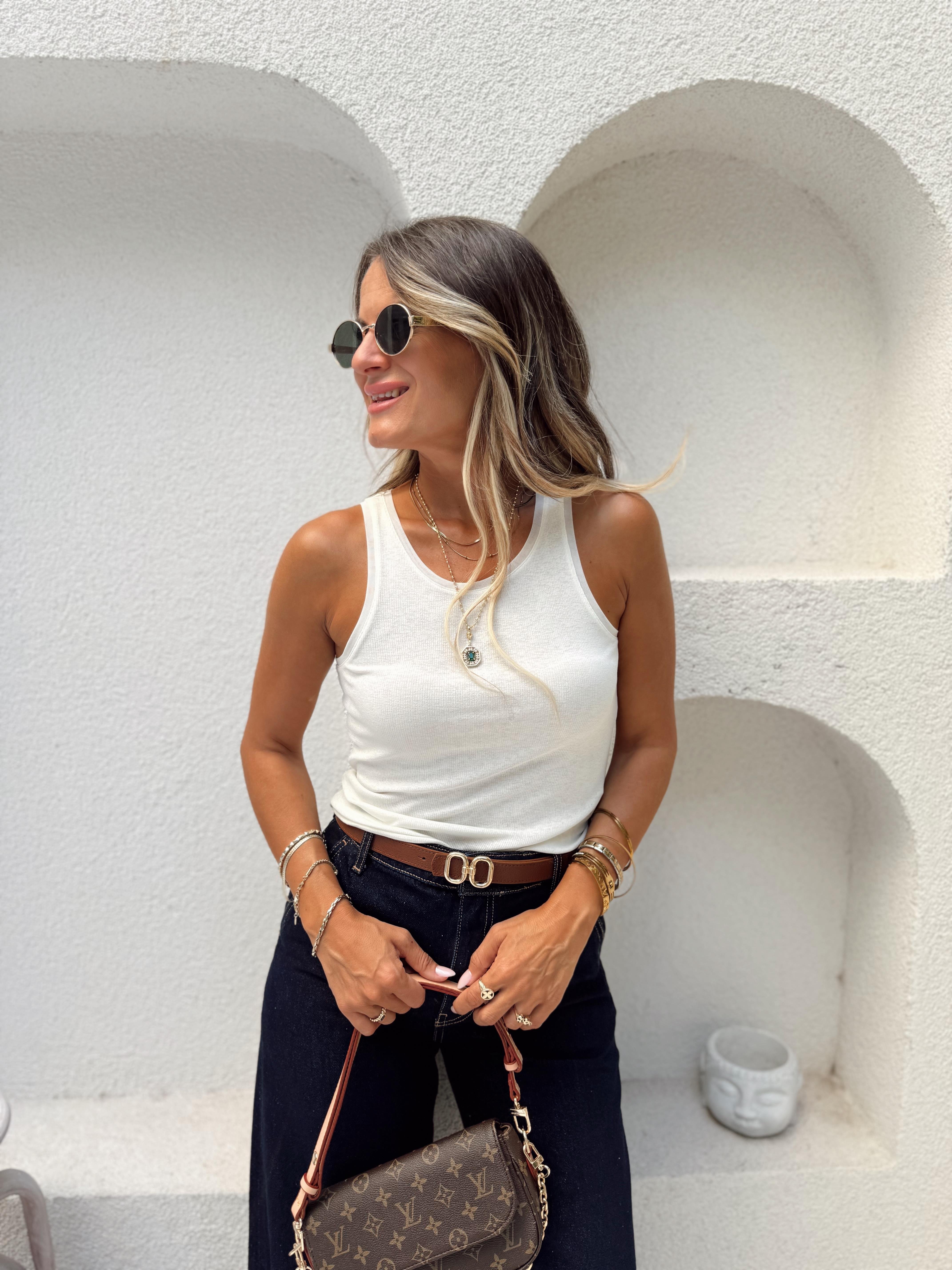 Nişantaşı Butik EKRU TİRİL ATLET BLUZ 