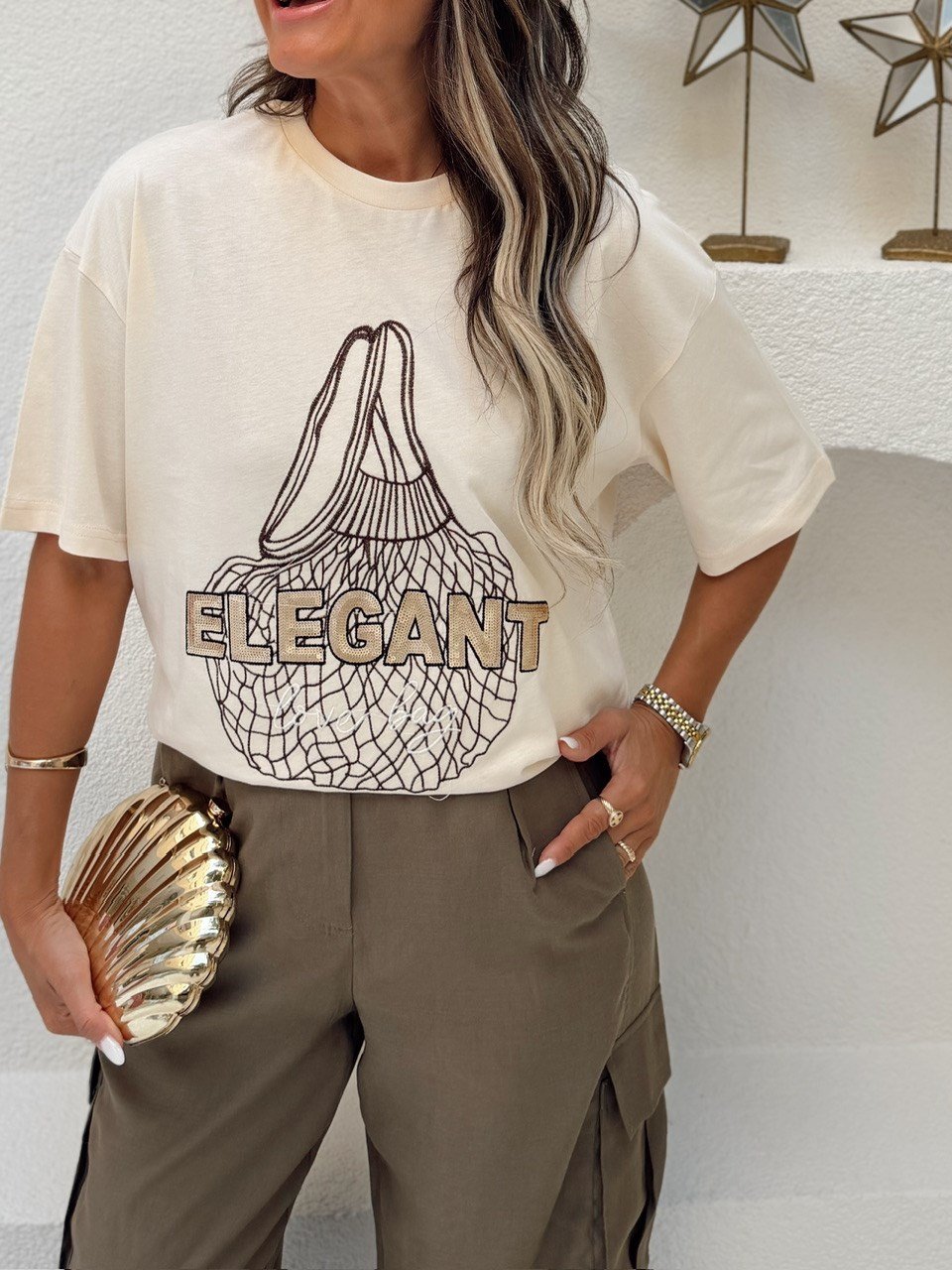 Nişantaşı Butik ELEGANT PUL VE NAKIŞ DETAY TSHİRT