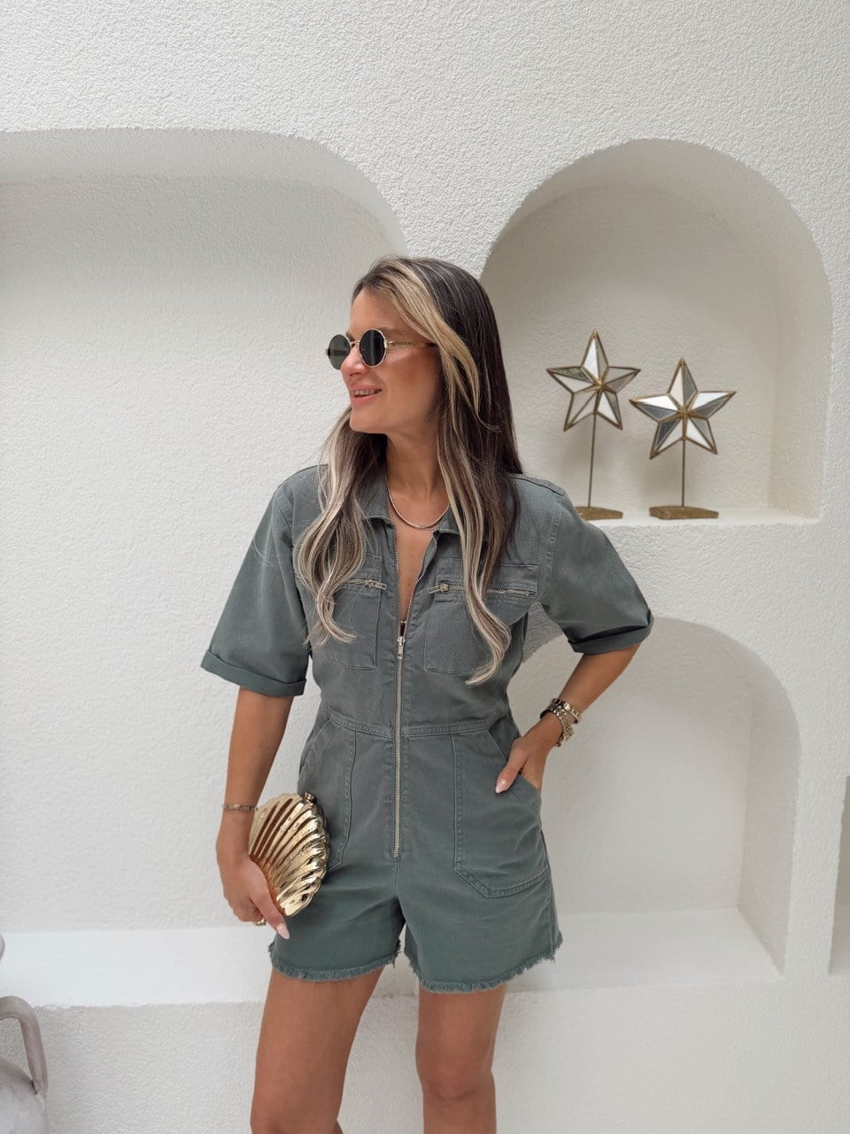 Nişantaşı Butik FERMUAR DETAY ŞORT TULUM HAKİ
