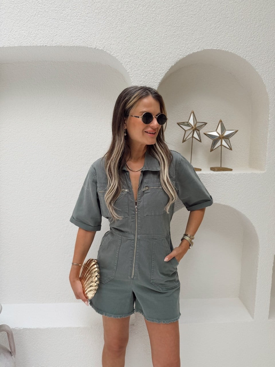 Nişantaşı Butik FERMUAR DETAY ŞORT TULUM HAKİ
