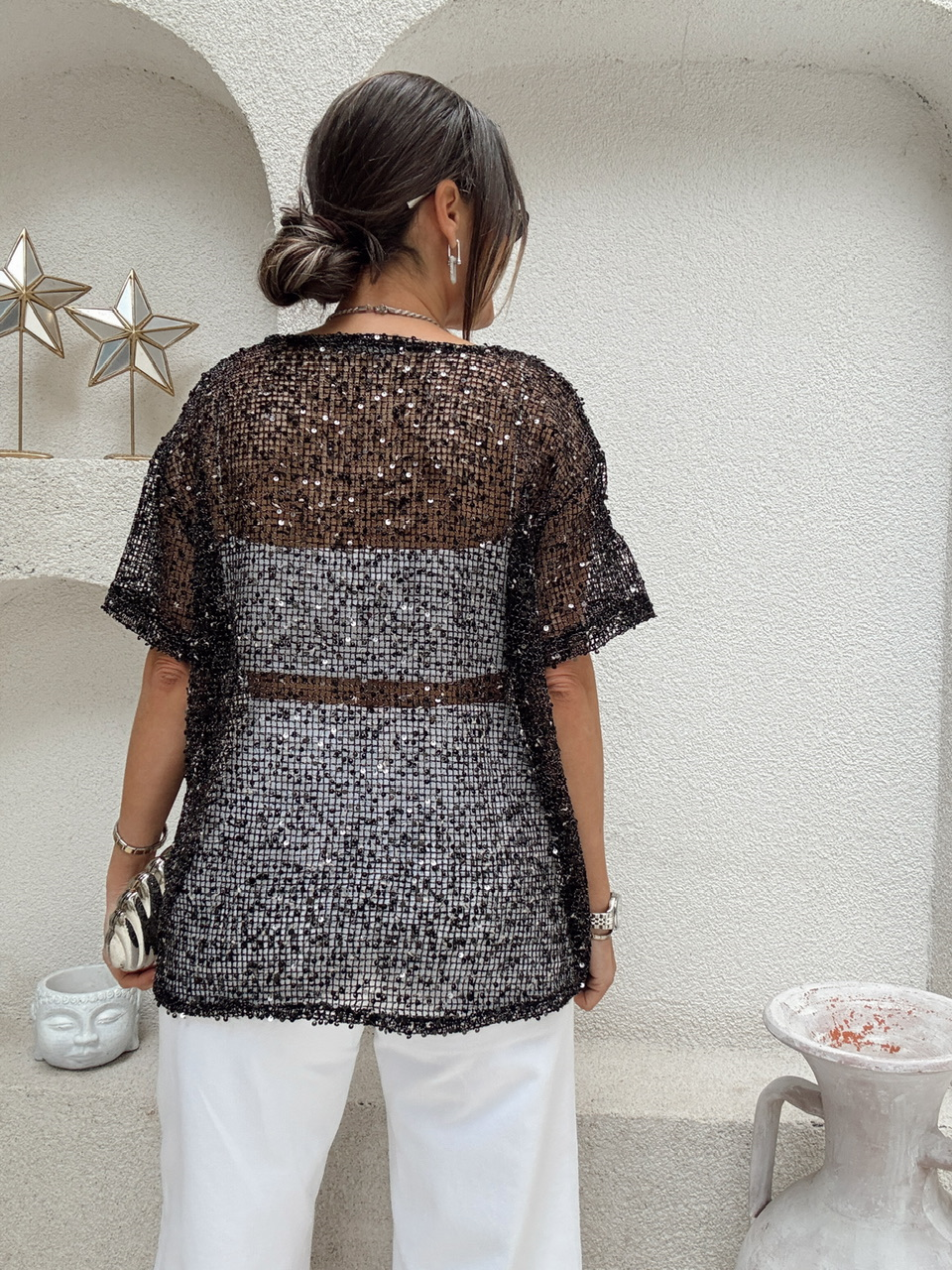Nişantaşı Butik FİLE PUL ACI KAHVE BLUZ 