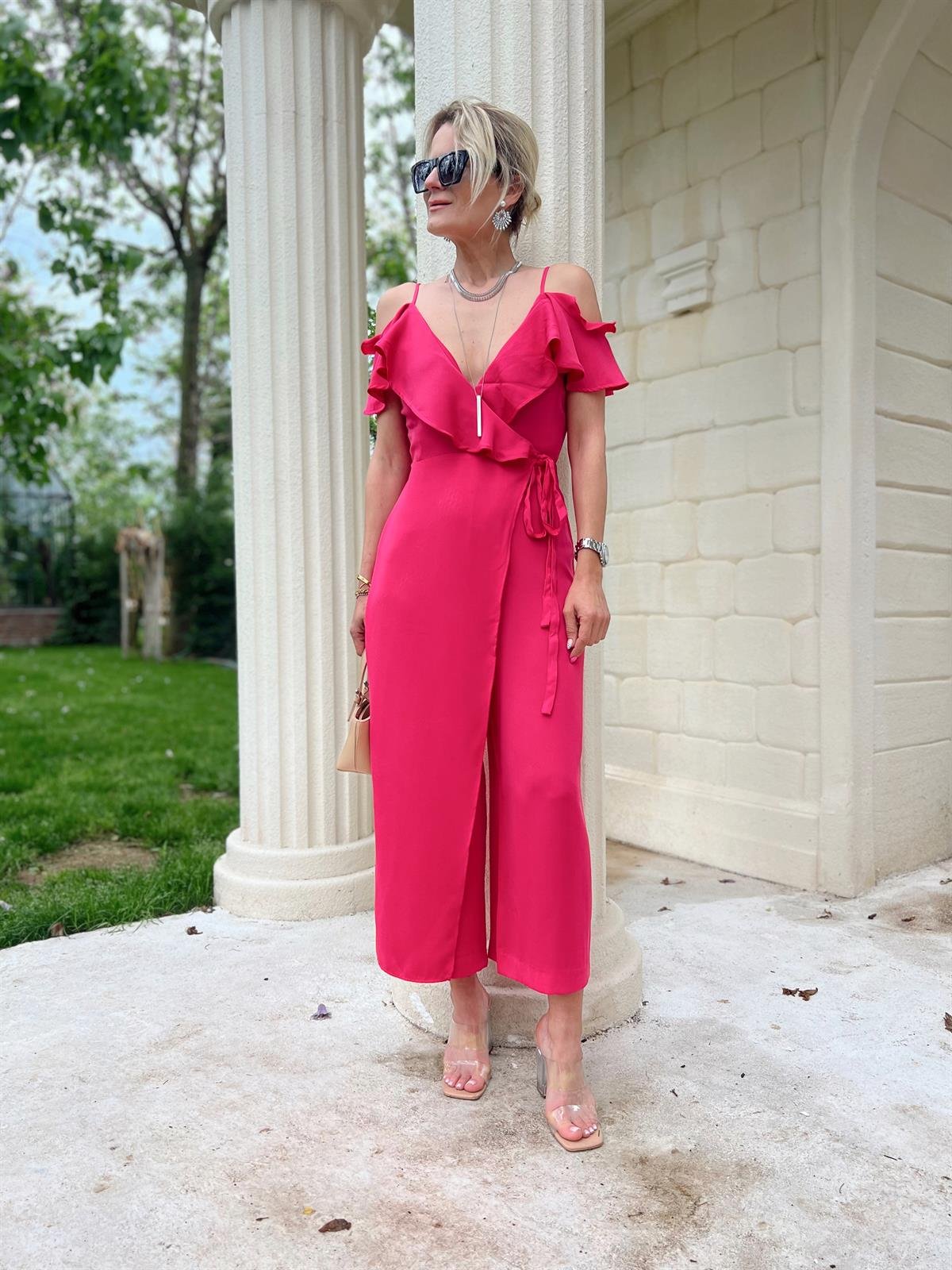 Nişantaşı Butik FIRFIR DETAY PEMBE TULUM ELBİSE