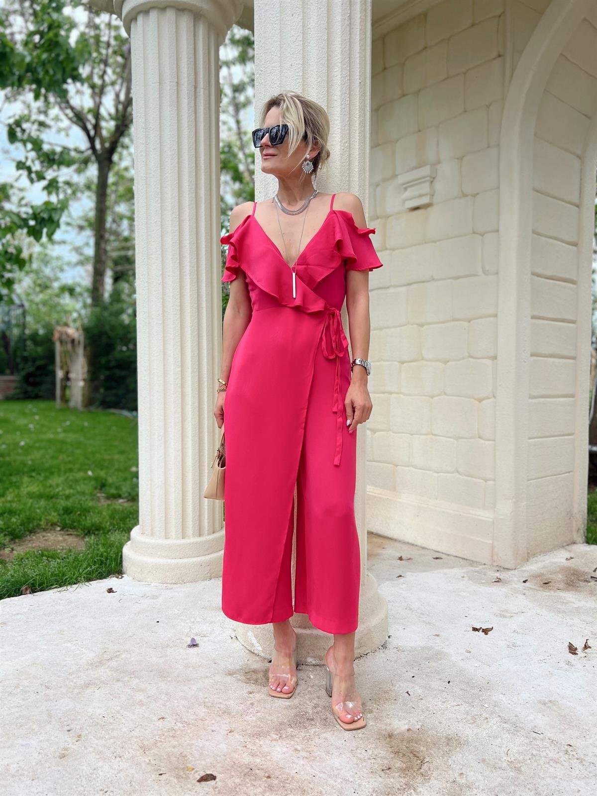 Nişantaşı Butik FIRFIR DETAY PEMBE TULUM ELBİSE