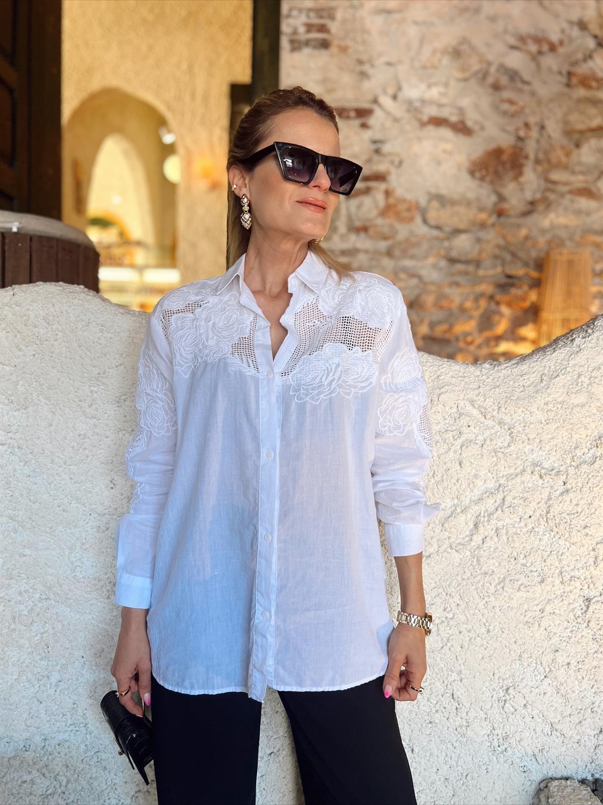 Nişantaşı Butik FİSTO İŞLEME PAMUK GÖMLEK