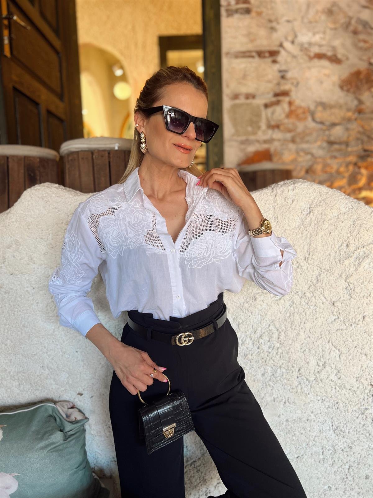 Nişantaşı Butik FİSTO İŞLEME PAMUK GÖMLEK