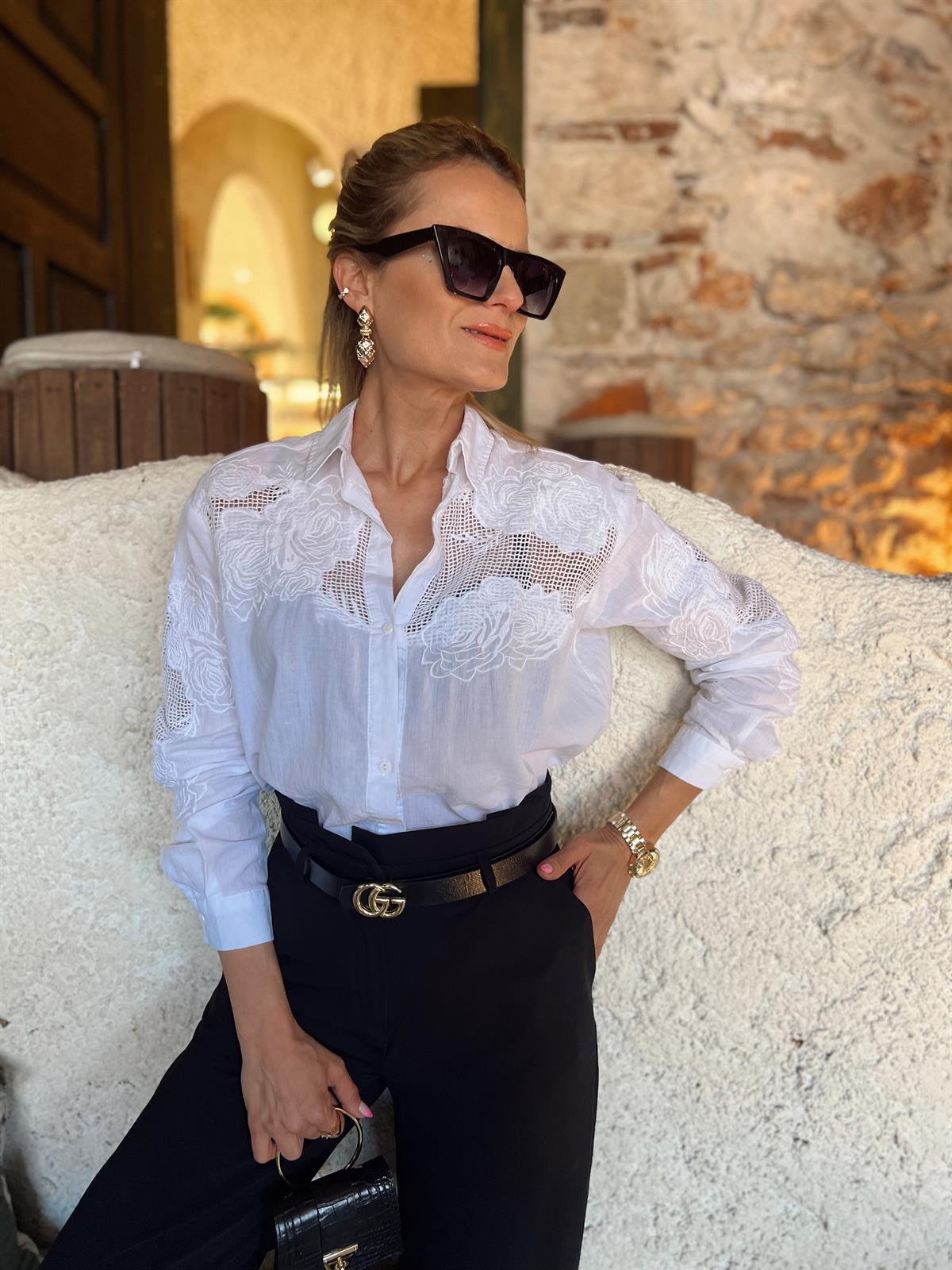 Nişantaşı Butik FİSTO İŞLEME PAMUK GÖMLEK