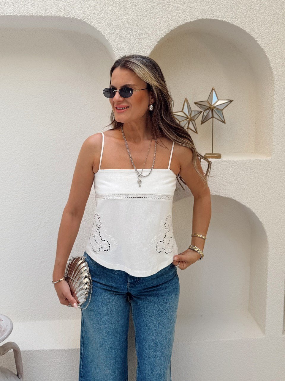 Nişantaşı Butik FİSTO NAKIS İSLEME ASKILI BLUZ