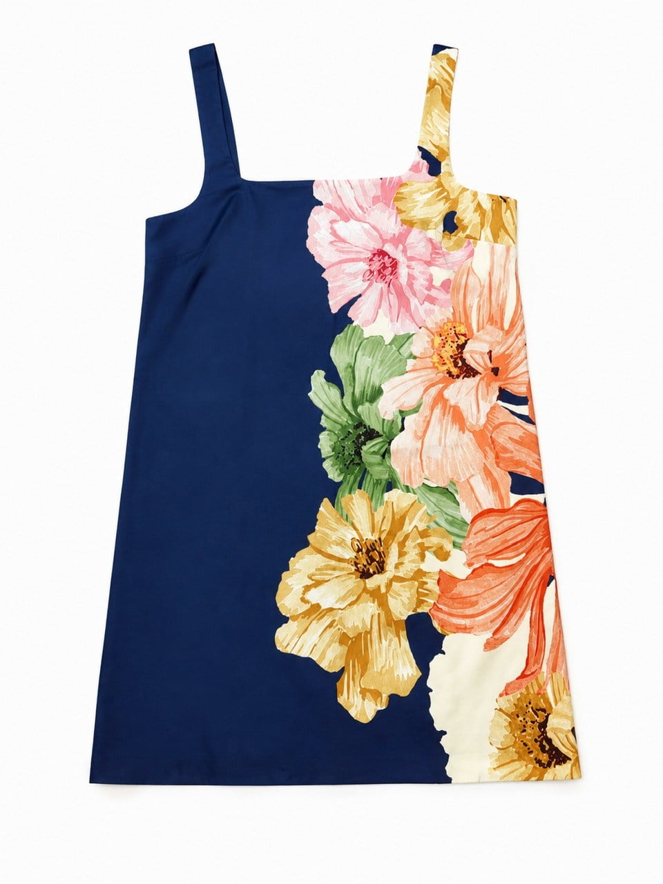Nişantaşı Butik FLORAL DESEN COTTON KARE YAKA ELBİSE