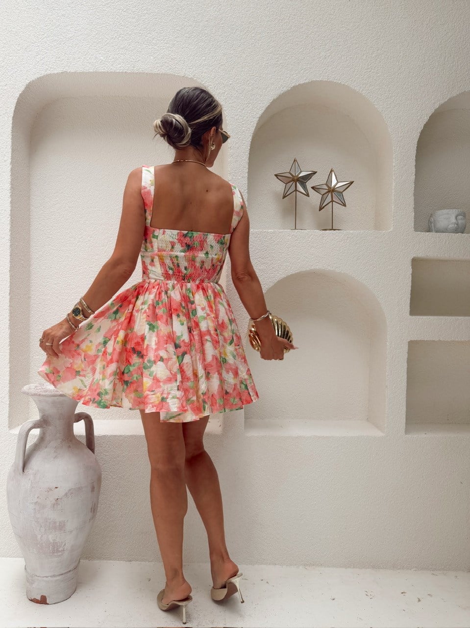 Nişantaşı Butik FLOWERS ASKI VE BEL DETAY ELBİSE