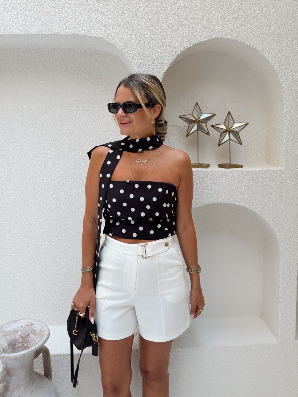 Nişantaşı Butik GOLD AKSESUAR YARIM KEMER BEYAZ ŞORT