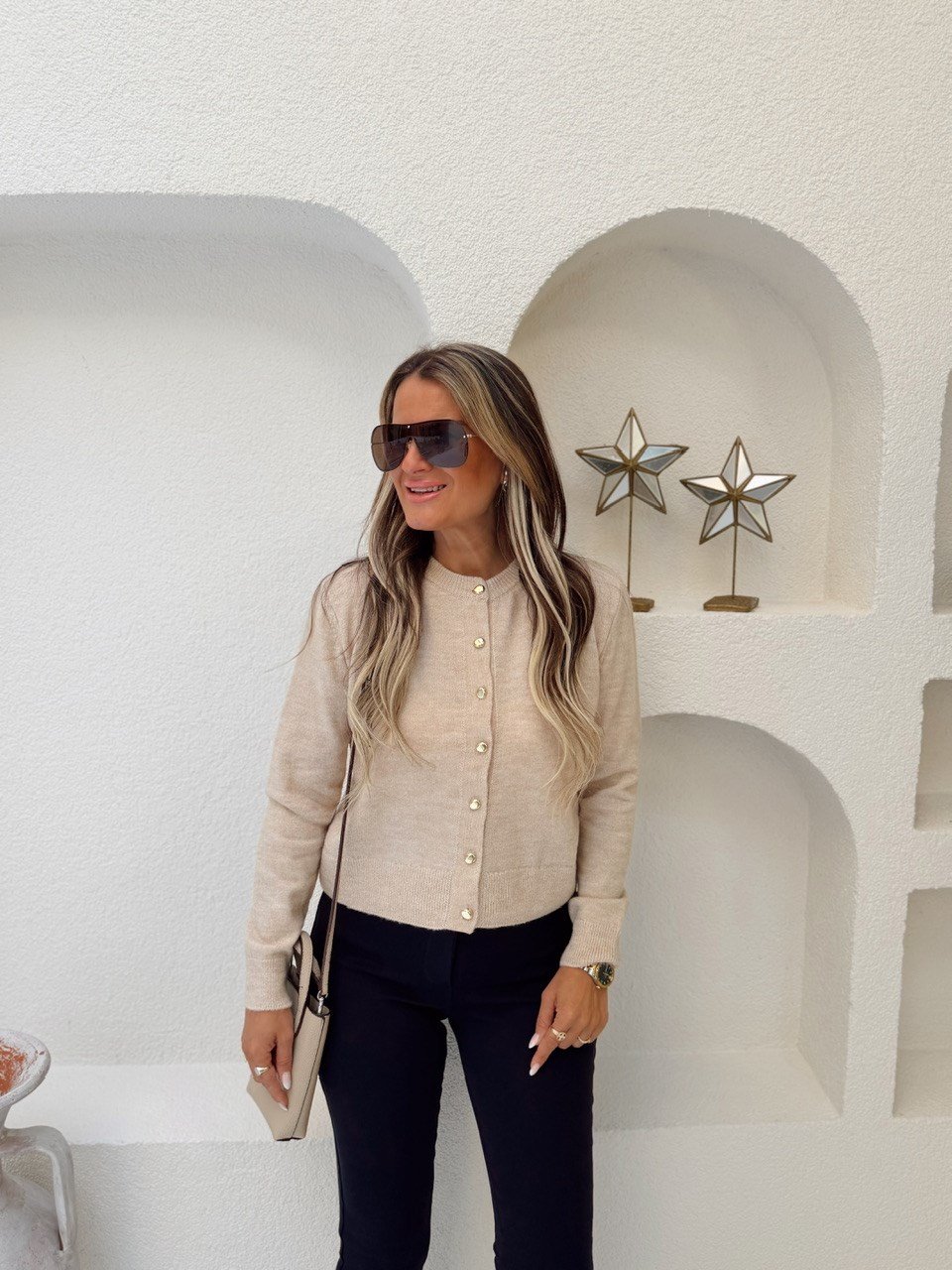 Nişantaşı Butik GOLD DÜĞMELİ BEJ YUMOS TRİKO CEKET