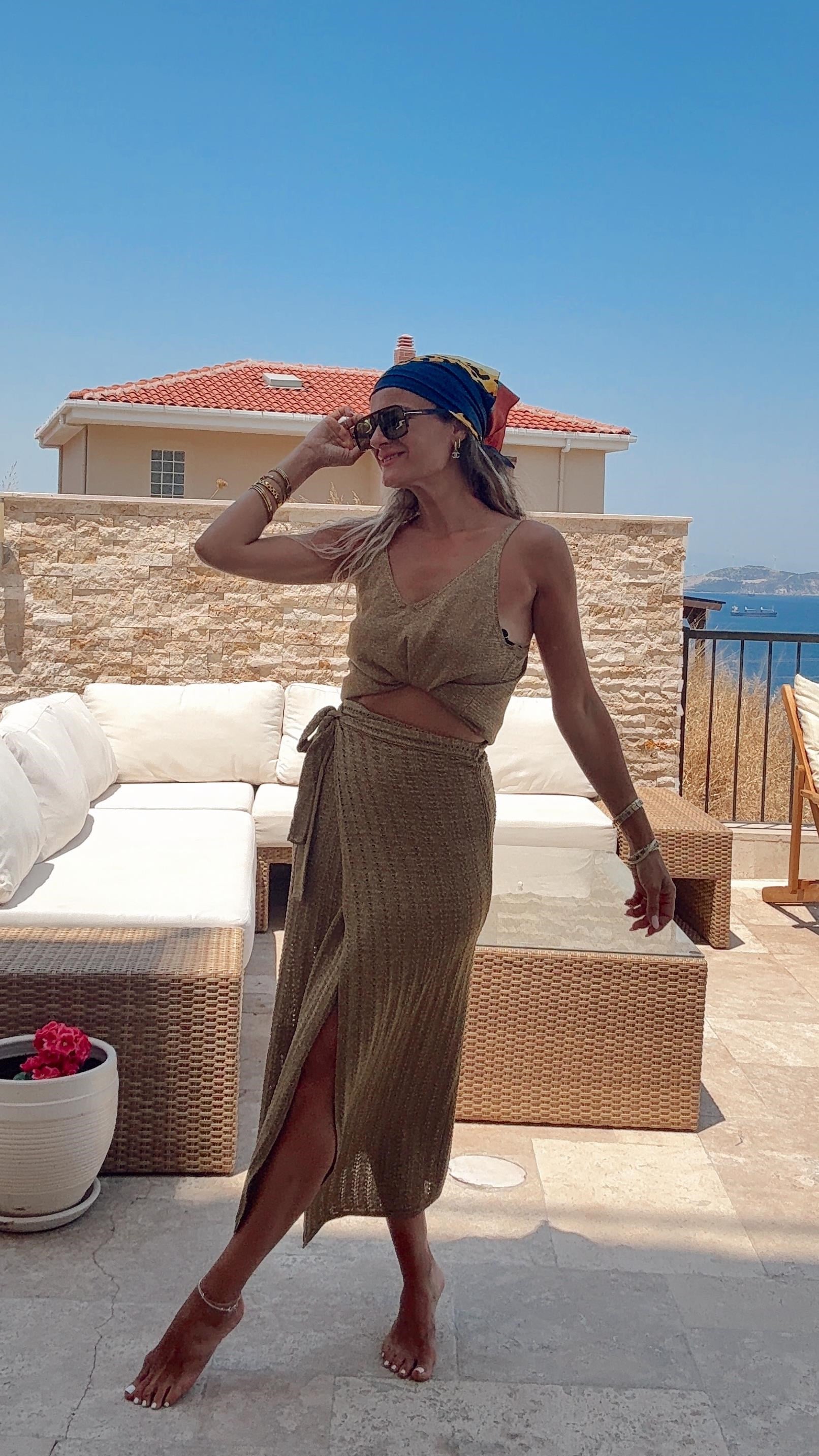 Nişantaşı Butik GOLD SİM BAĞLAMA DETAY TRİKO  ETEK
