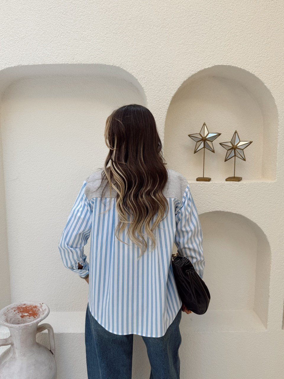 Nişantaşı Butik GRİ TRİKO DETAY GÖMLEK CEKET