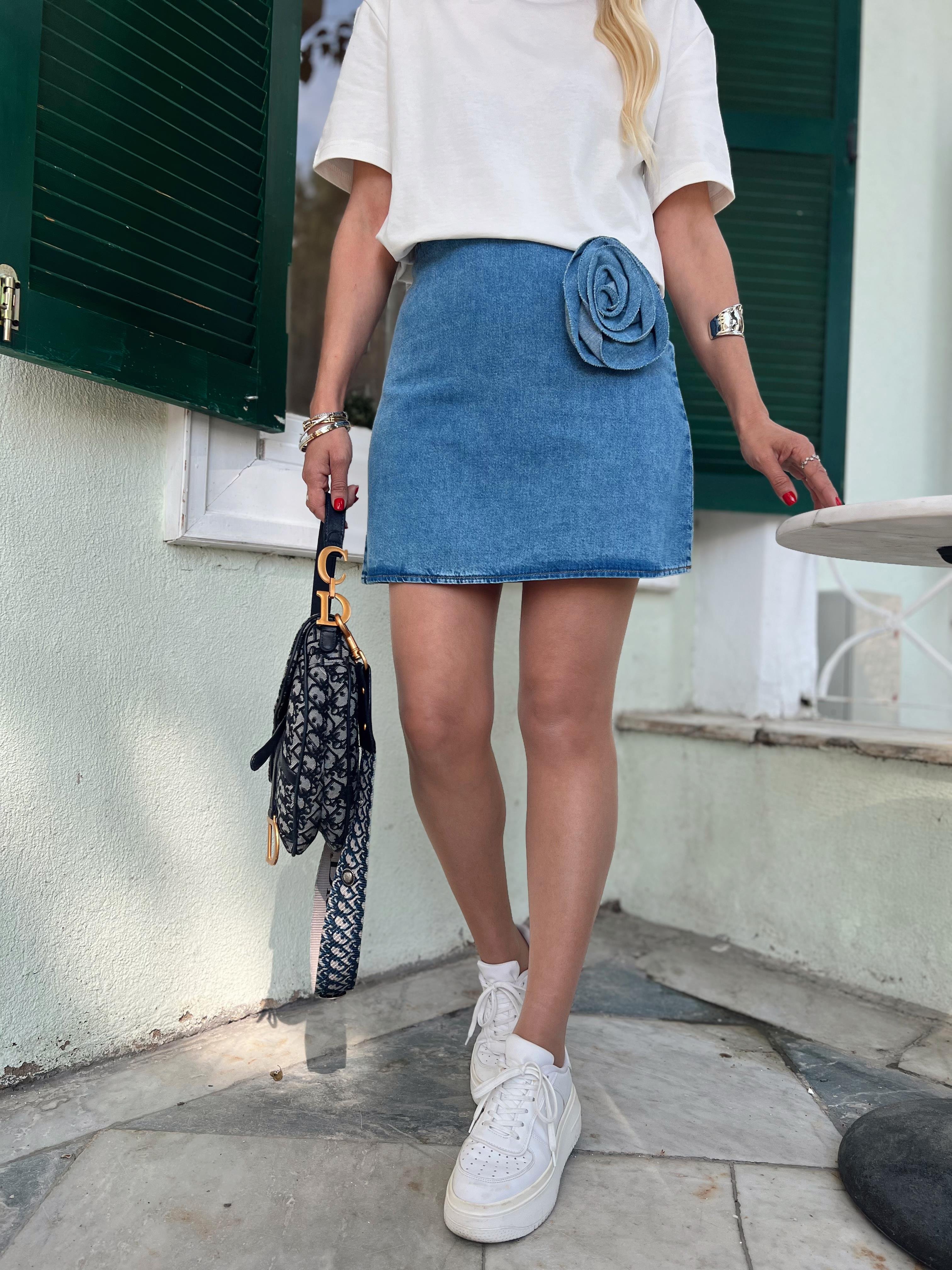 Nişantaşı Butik GÜL BROŞ DETAY JEAN ETEK