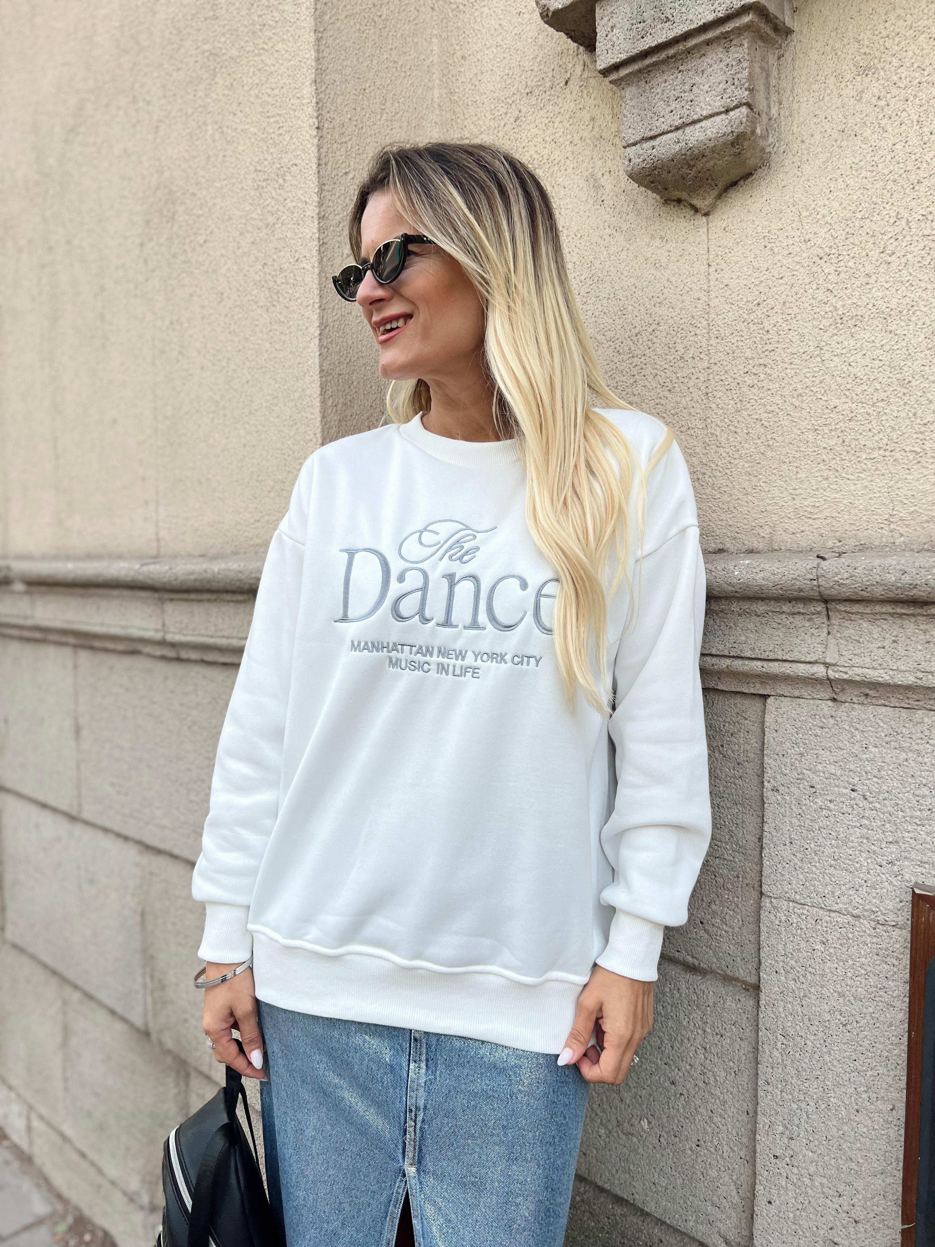 Nişantaşı Butik GÜMÜŞ NAKIŞLI BEYAZ SWEATSHİRT