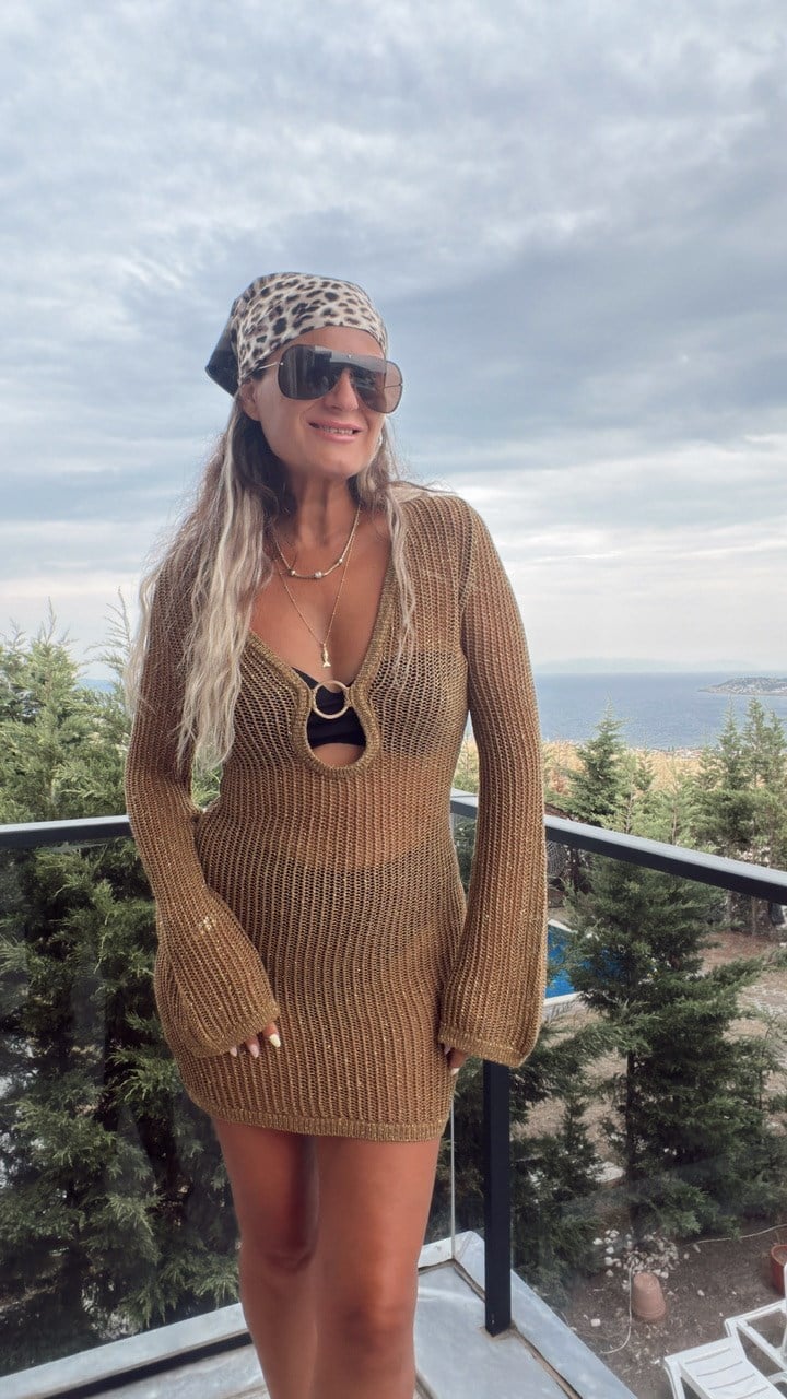 Nişantaşı Butik HALKA DETAY SİMLİ FİLE ELBİSE