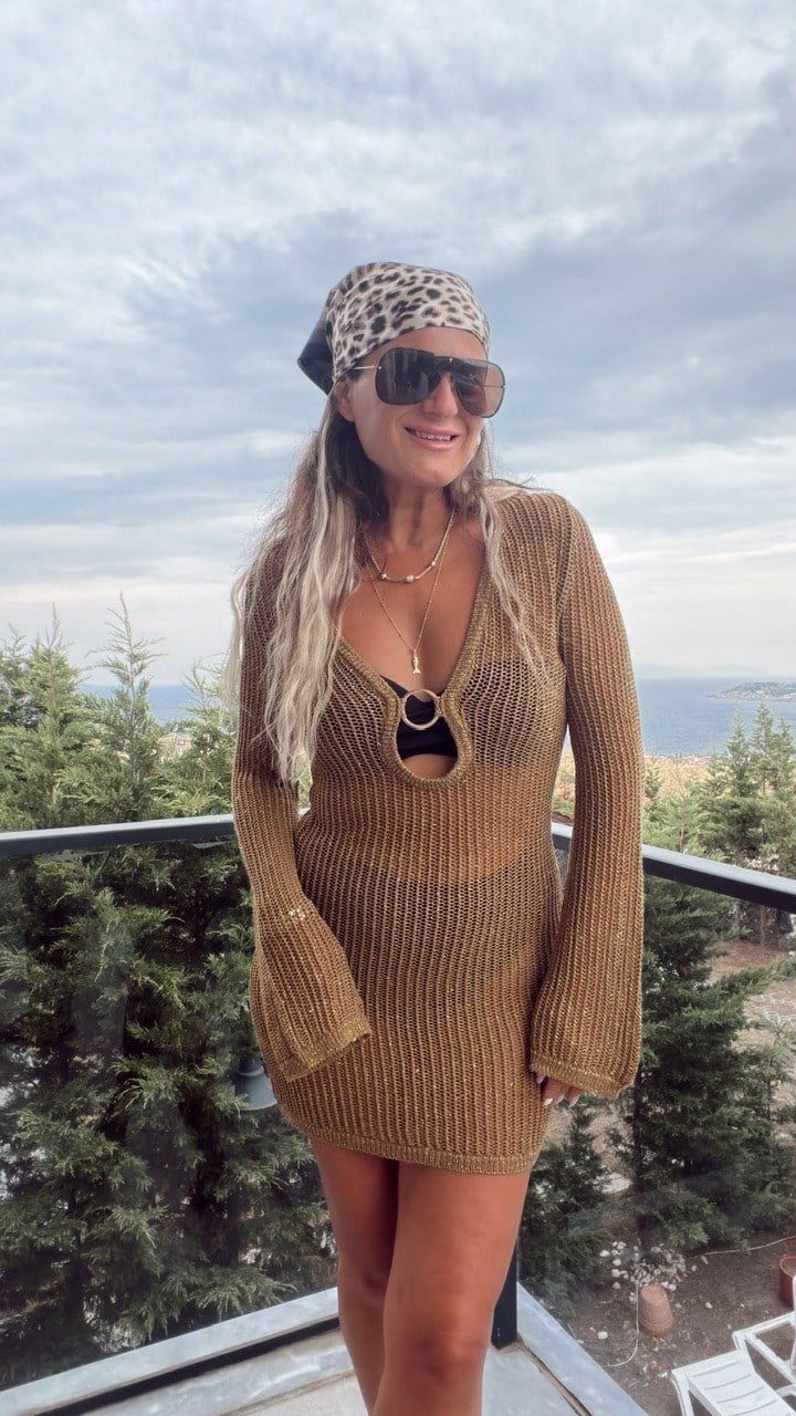 Nişantaşı Butik HALKA DETAY SİMLİ FİLE ELBİSE
