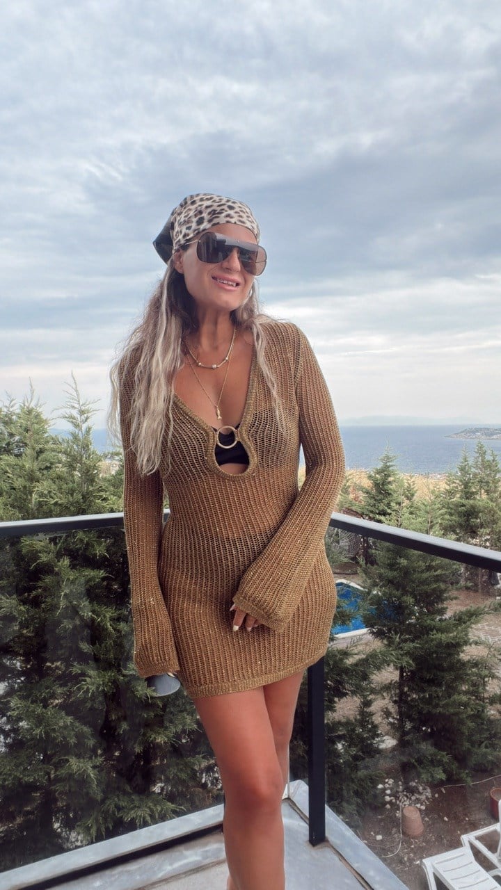 Nişantaşı Butik HALKA DETAY SİMLİ FİLE ELBİSE