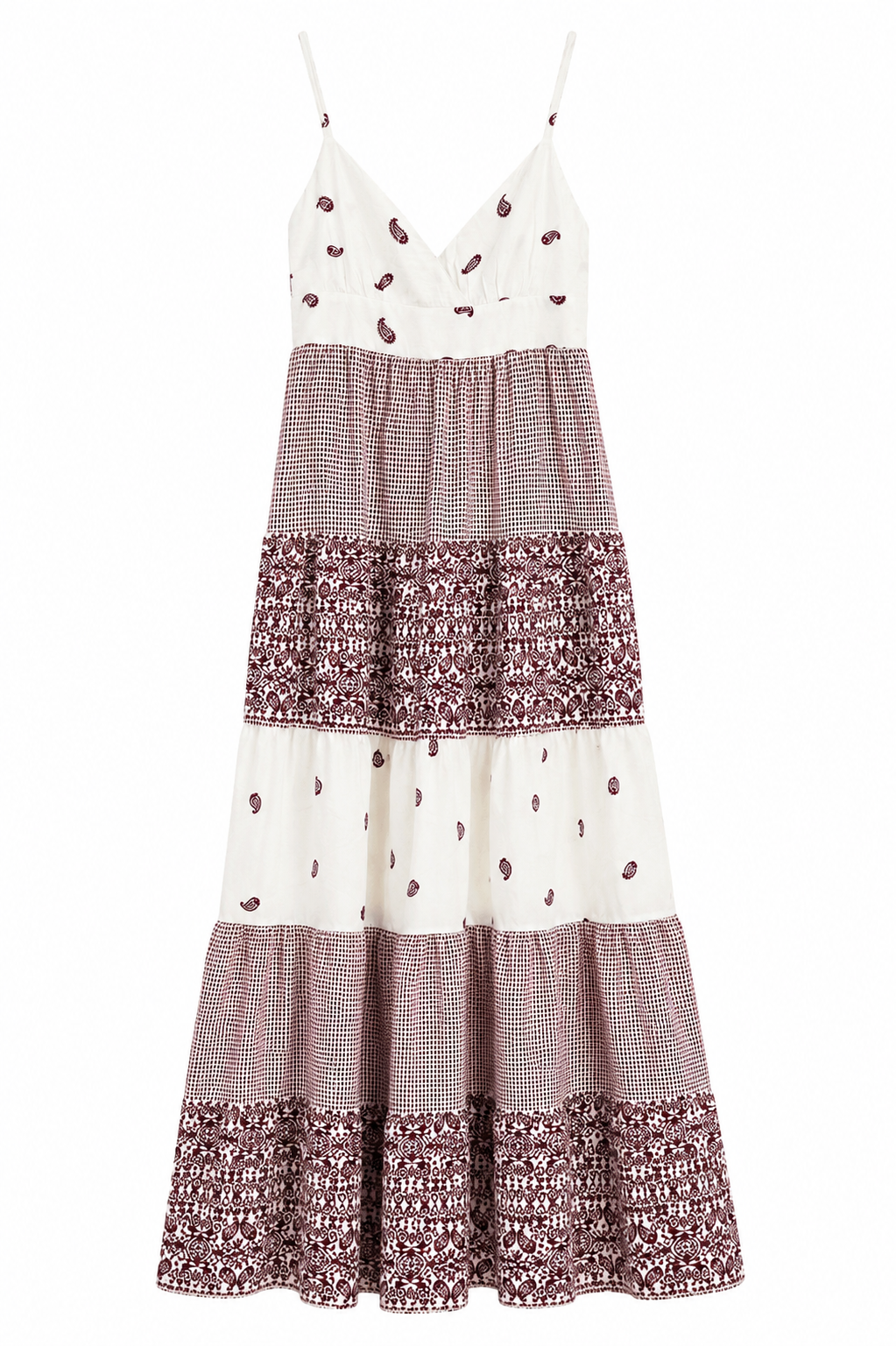 Nişantaşı Butik İNCE ASKILI MAXİ DESENLİ VİSKON ELBİSE 