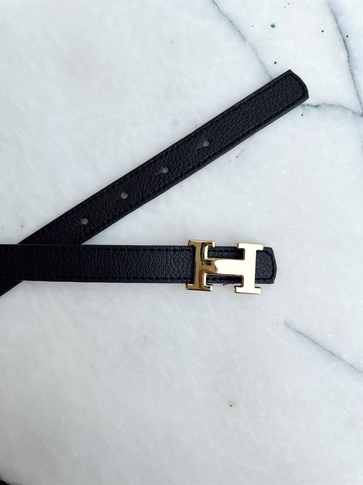 Nişantaşı Butik İNCE GOLD H TOKA KEMER SİYAH