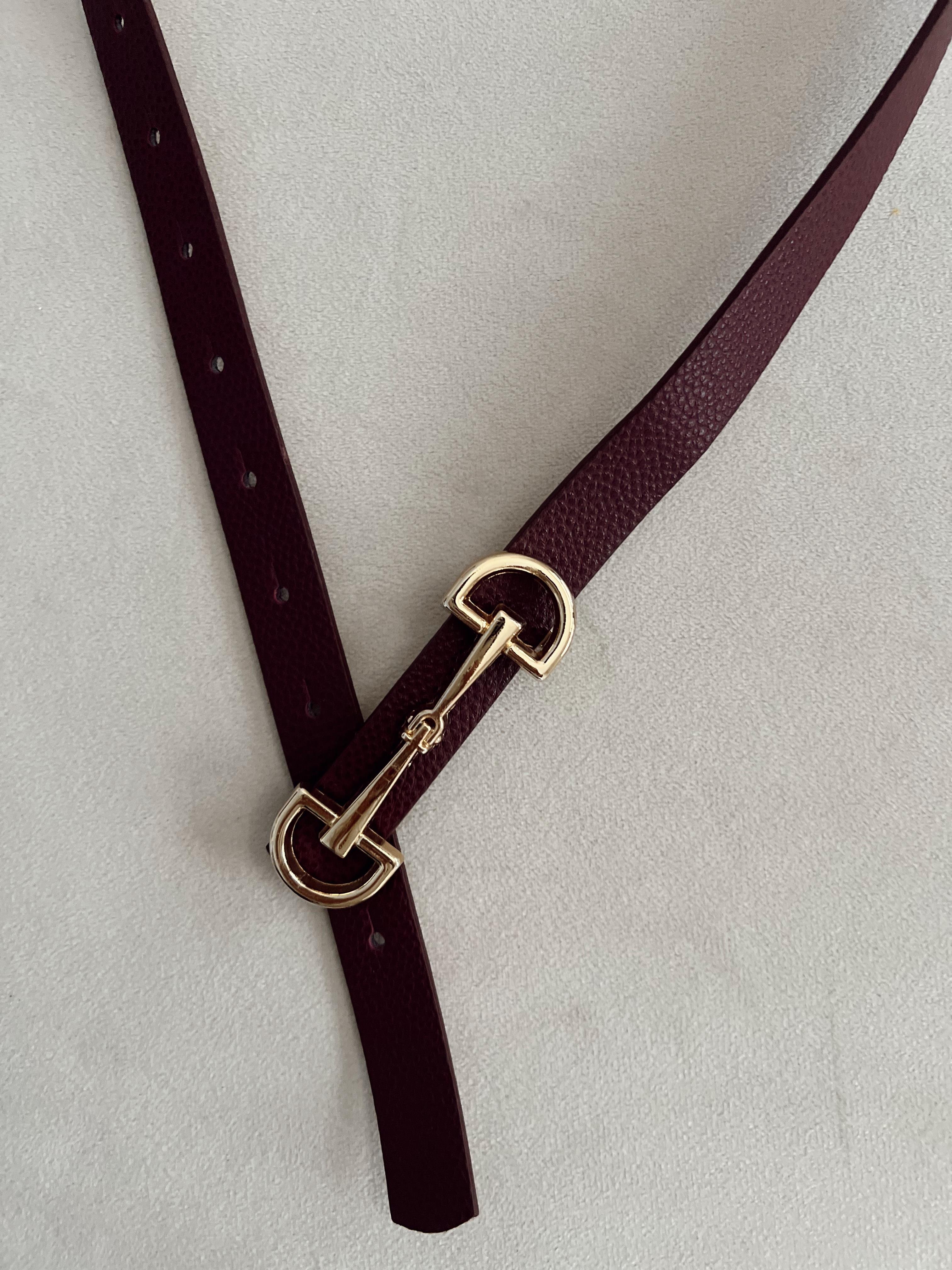 Nişantaşı Butik İNCE GOLD TOKA KEMER BORDO